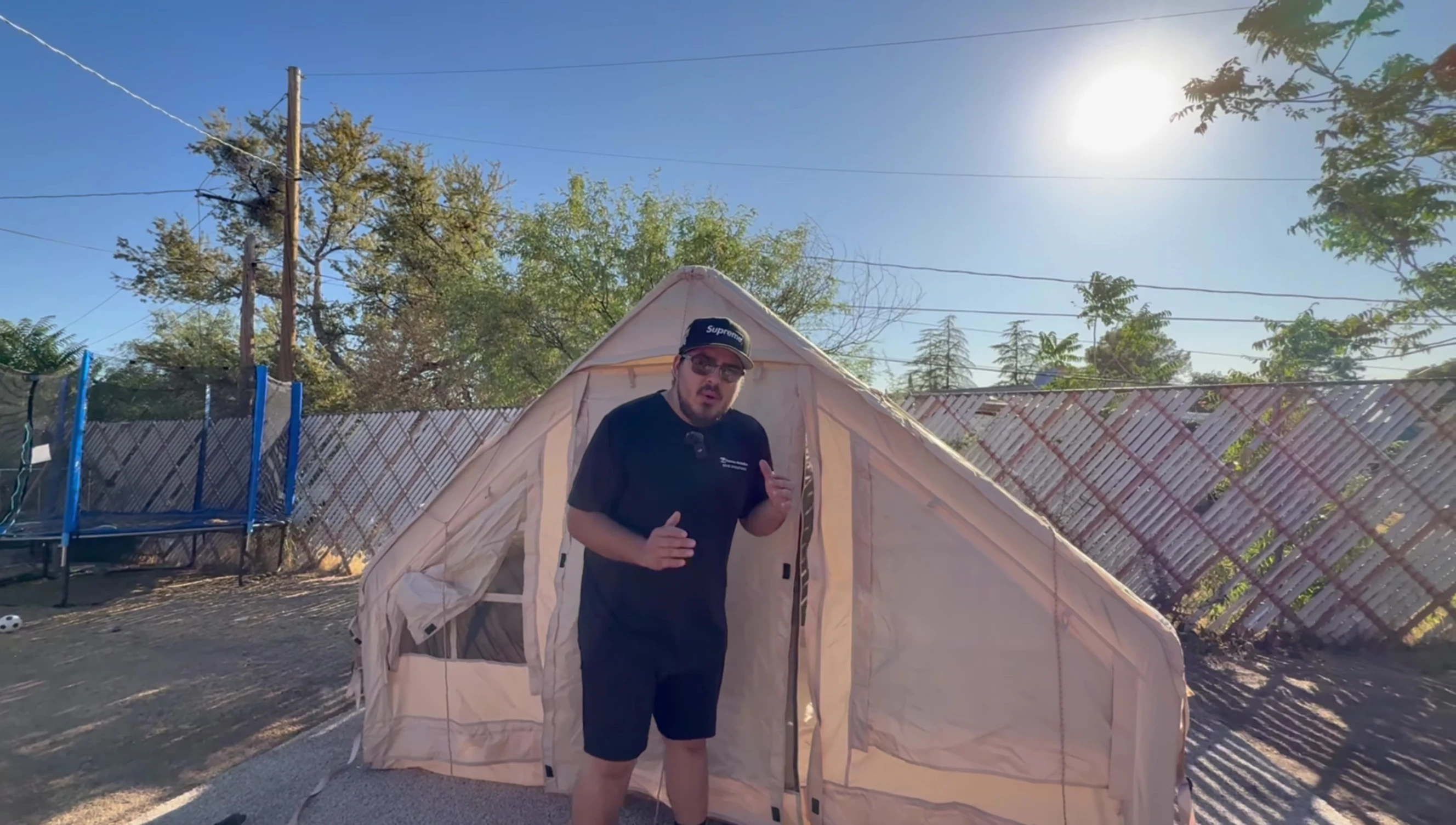 Close-up shot of the exterior privacy screen.
