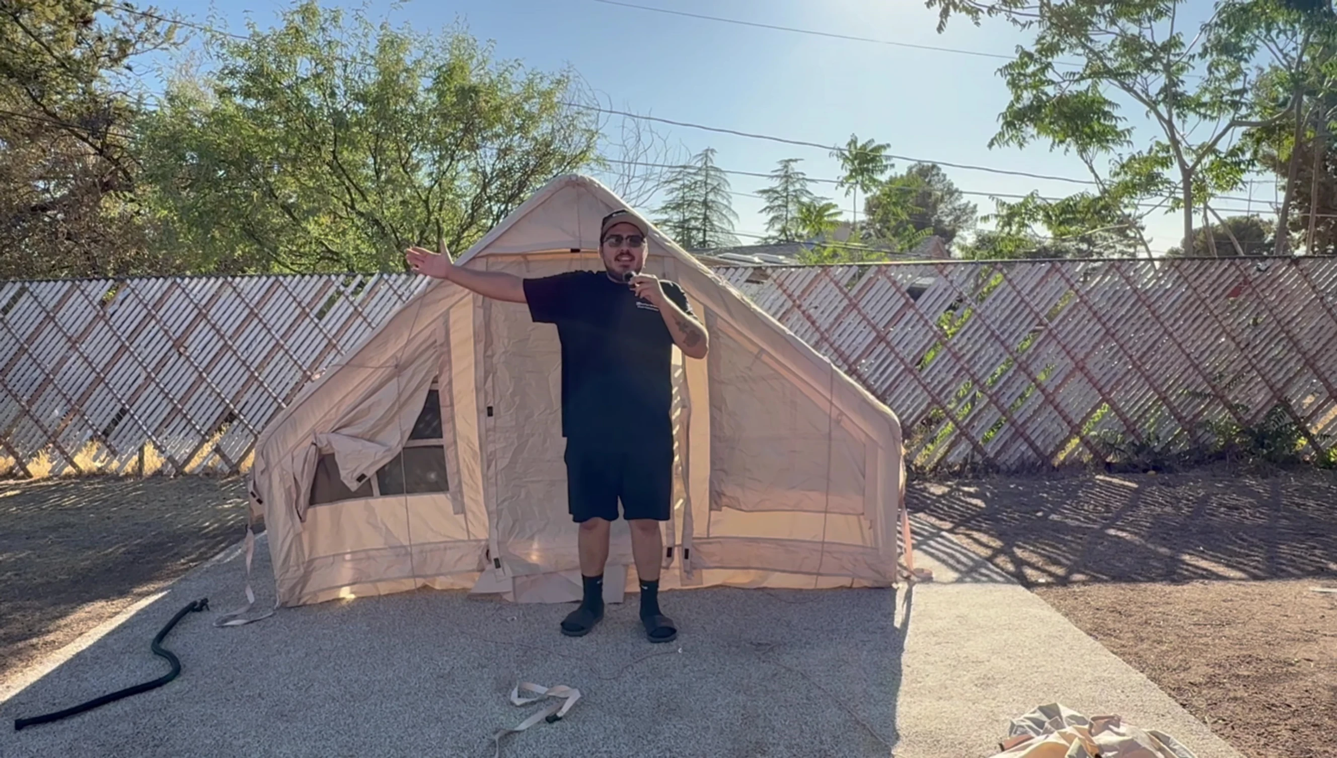 The fully inflated tent, ready for use.