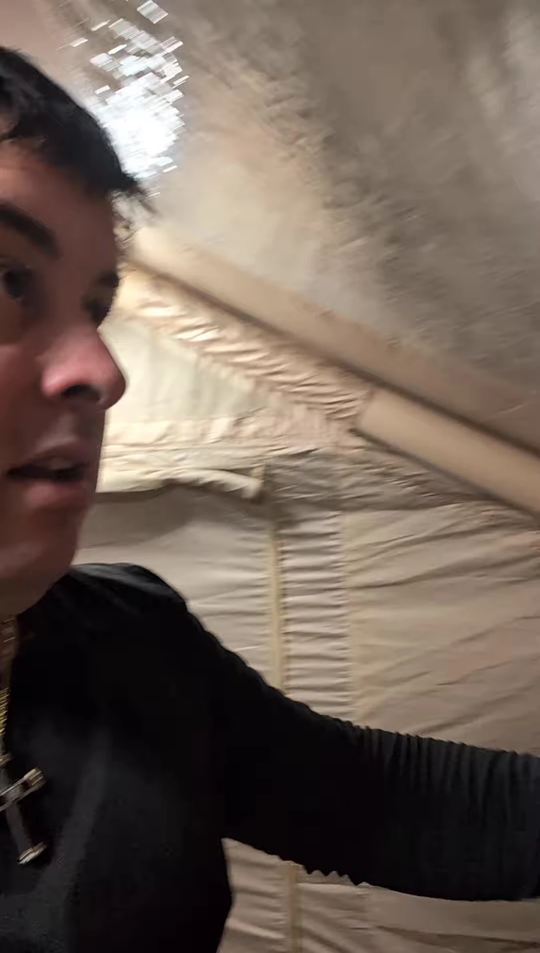 Areas of water leakage on the tent windows