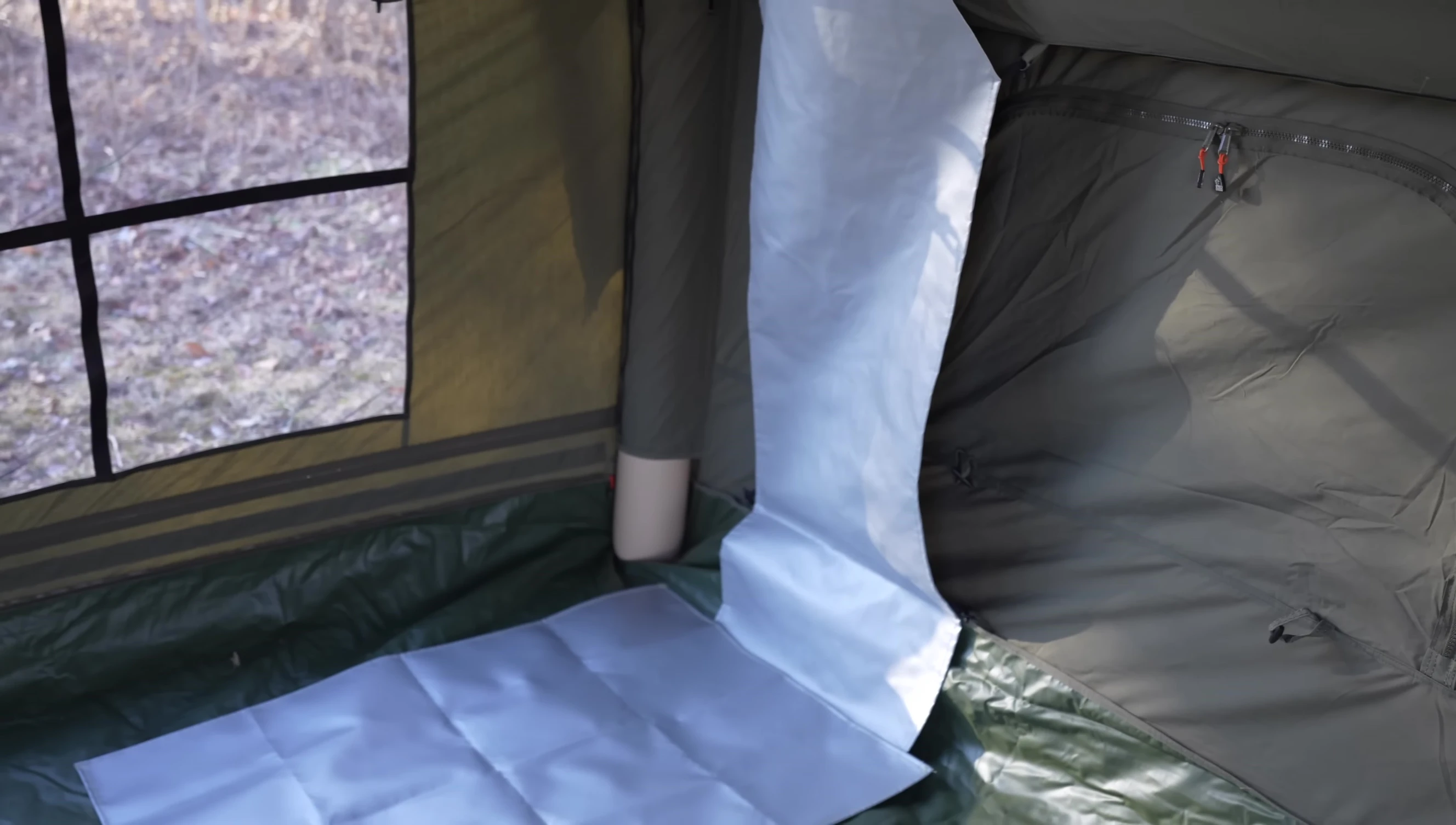Close-up of the stove area with heat shielding.