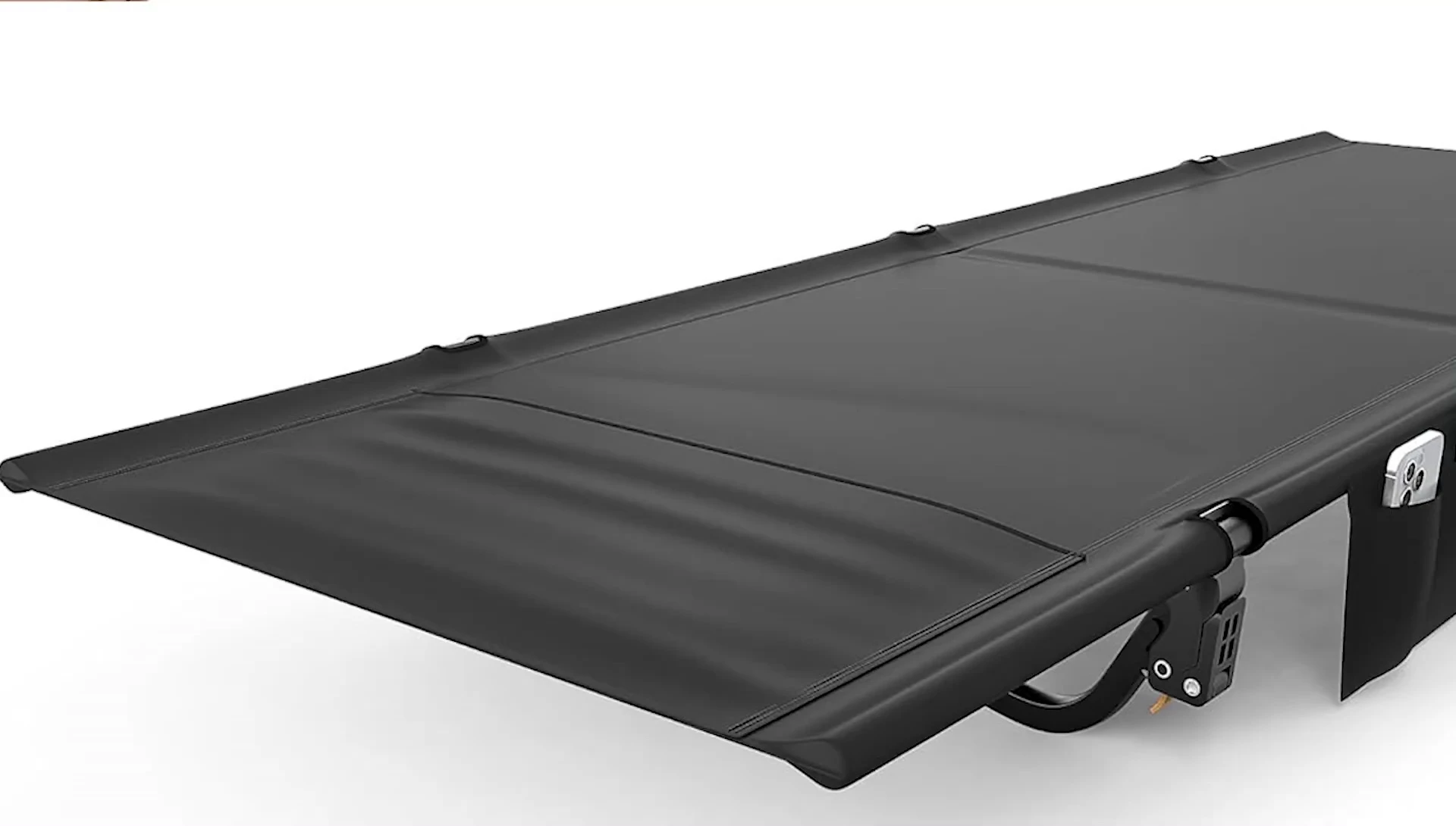 Detail of the MOIST cot's integrated pillow pocket.