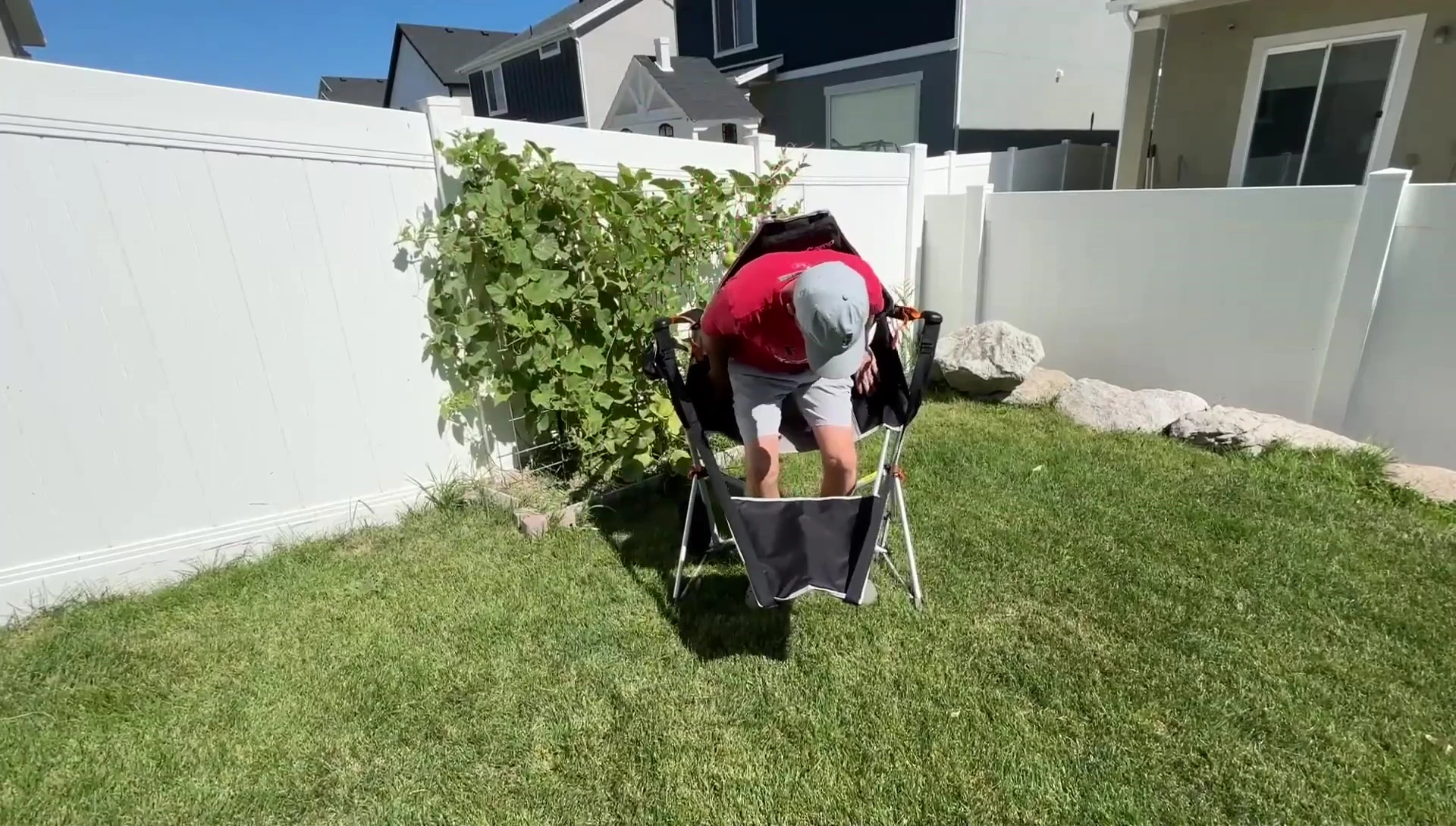 Chair folded up, showing its compact size