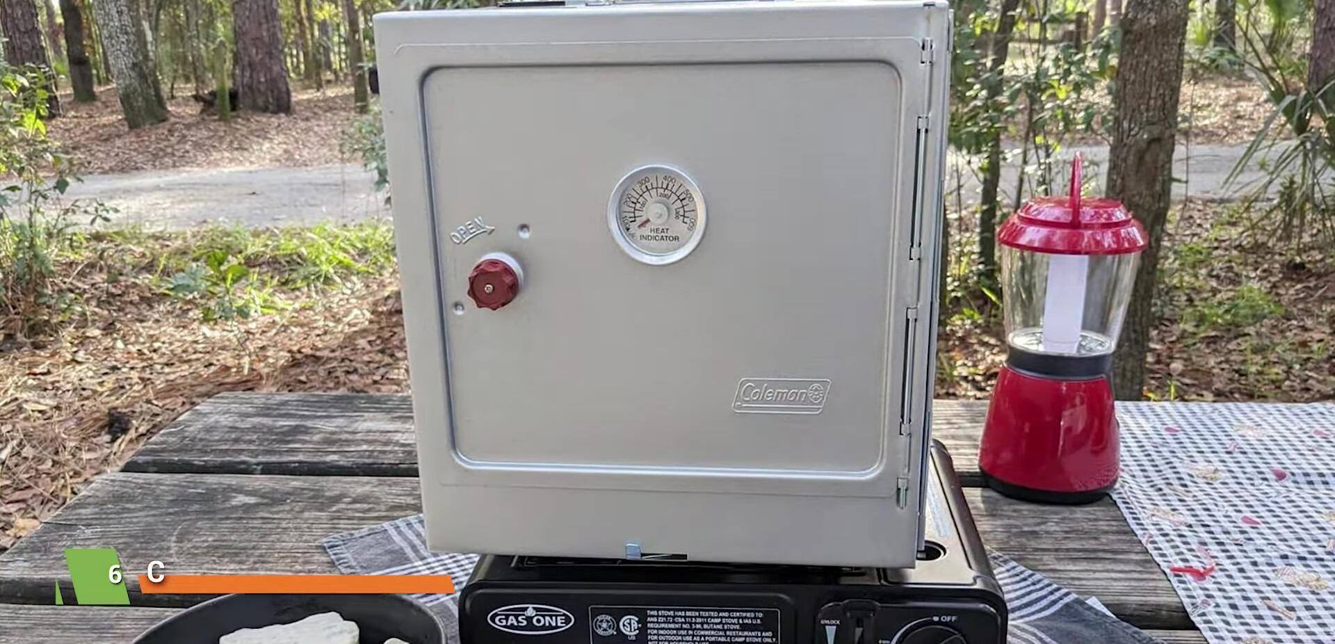 The Coleman portable camping oven.