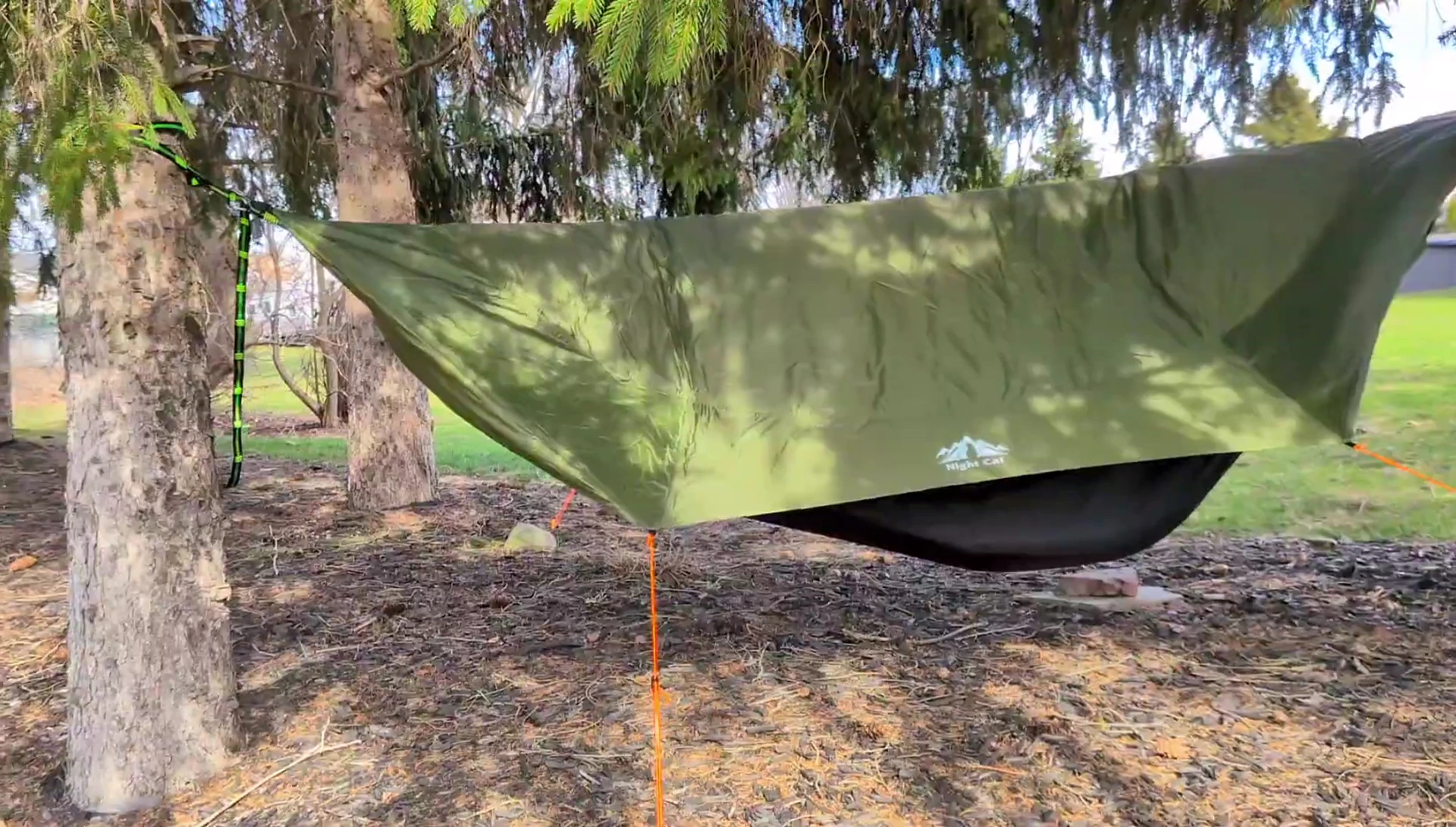 The interior of the hammock tent showing the spaciousness.