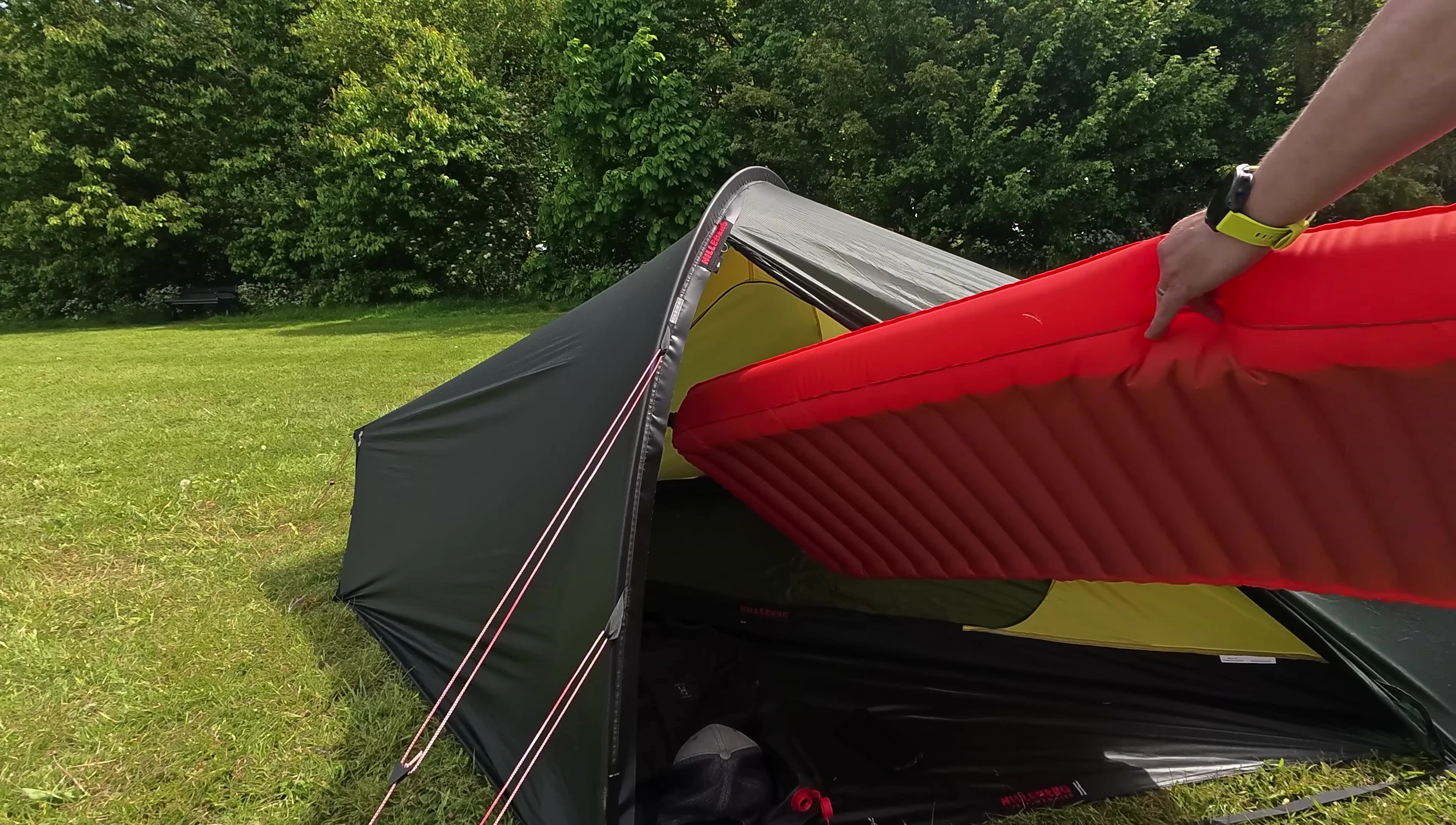 Thermarest NeoAir sleeping pad inside a tent