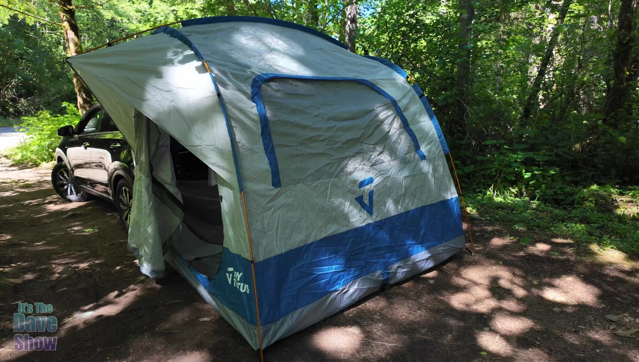 Partially assembled tent