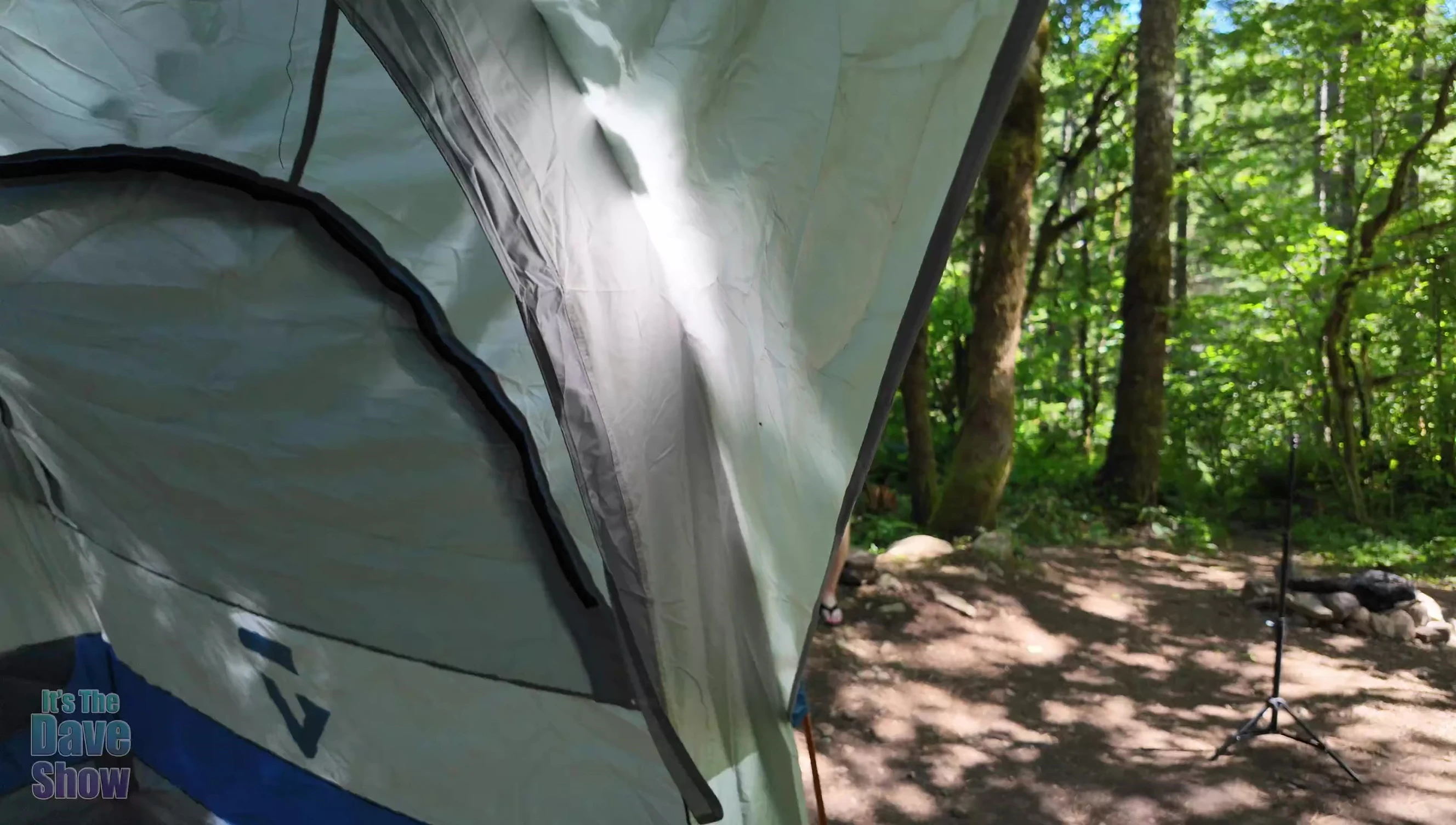 Interior view of the tent, showing windows and entrances