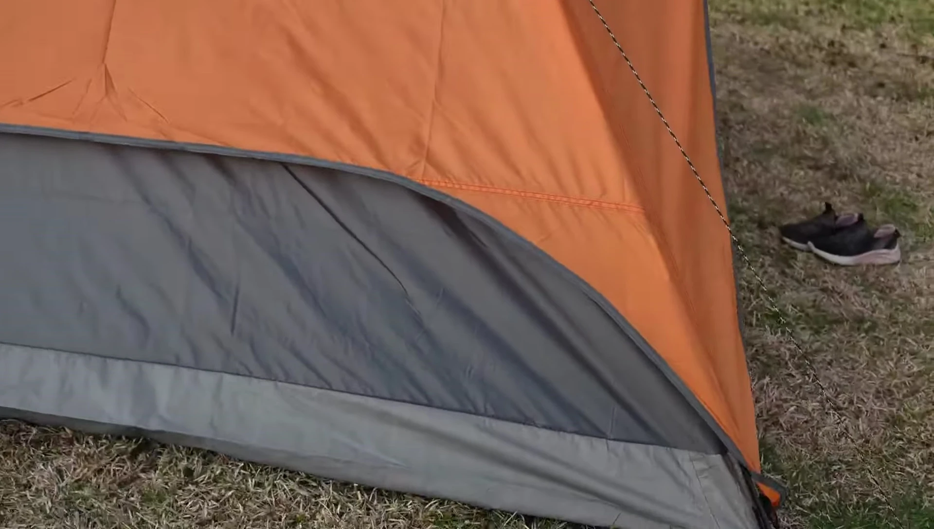 Close up of the Amazon Basics tent's features