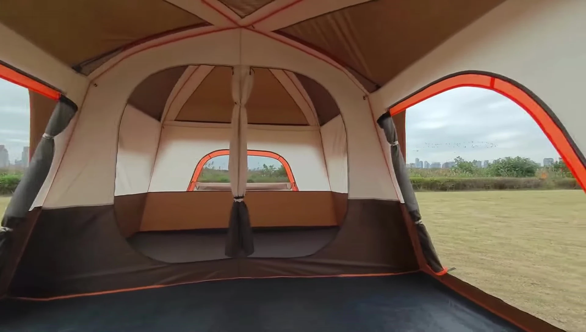 Close-up showing the straight walls of the KTT tent