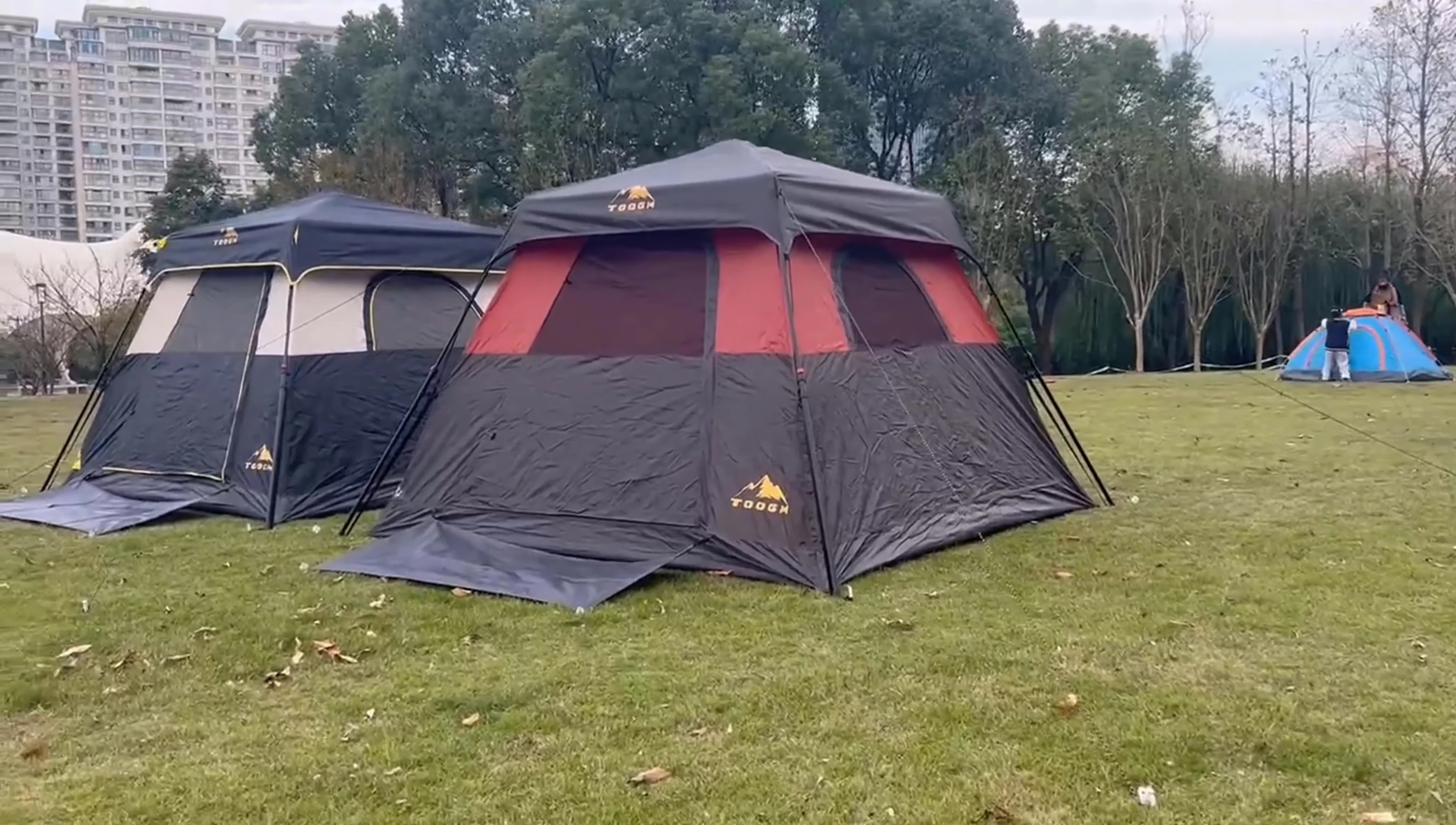 Took camping tent popping up