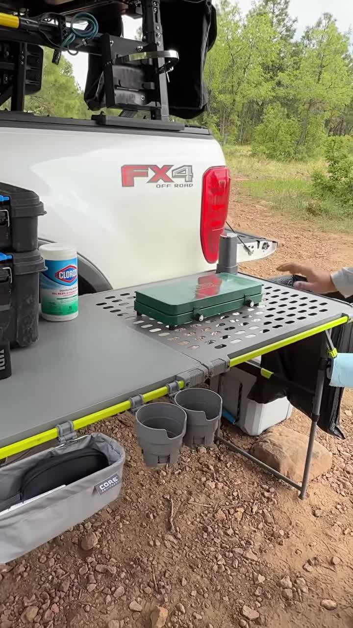 Close-up of the Core Flex Rail table's base