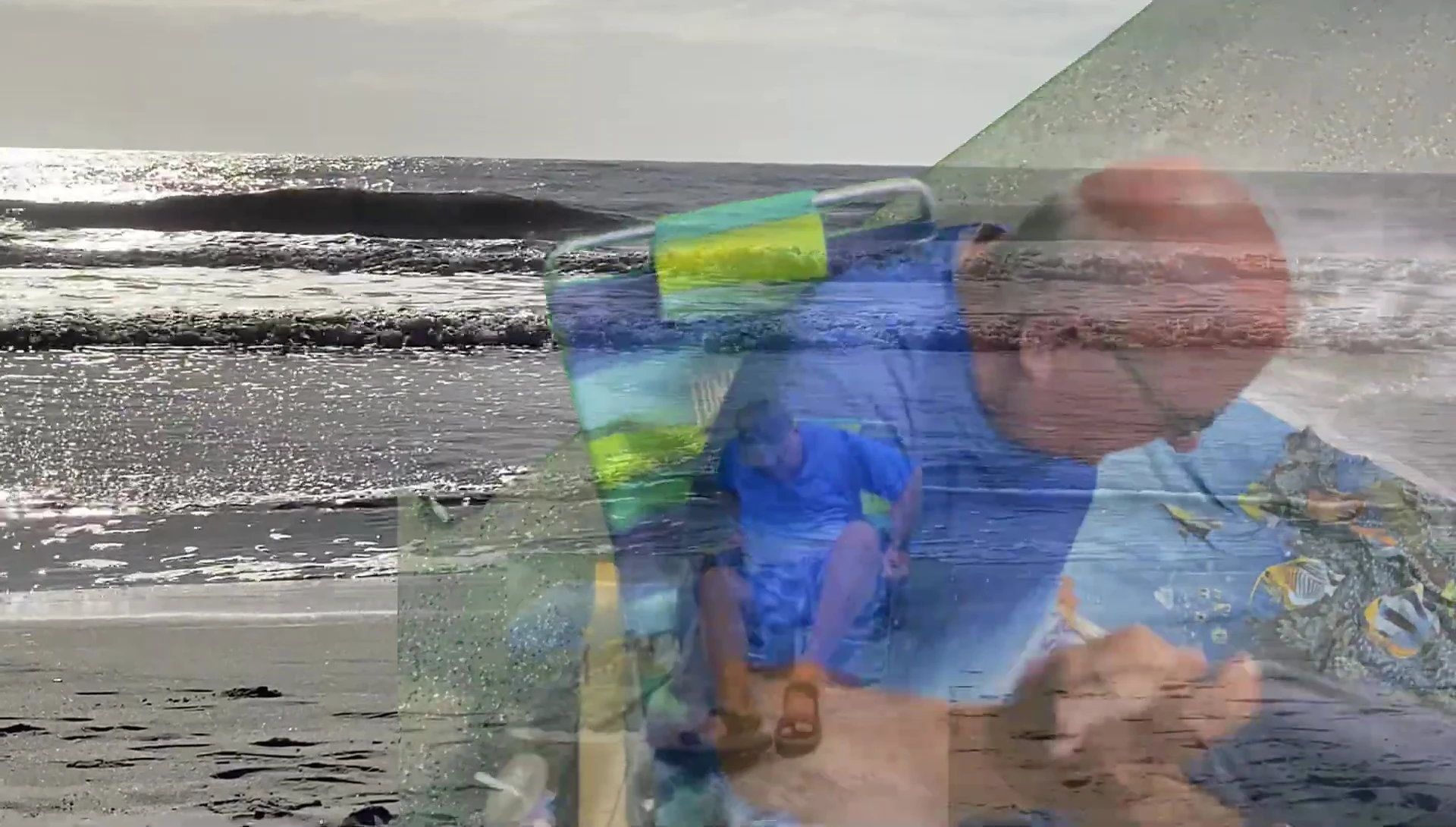 Image showing the difficulty of getting up from a low beach chair.