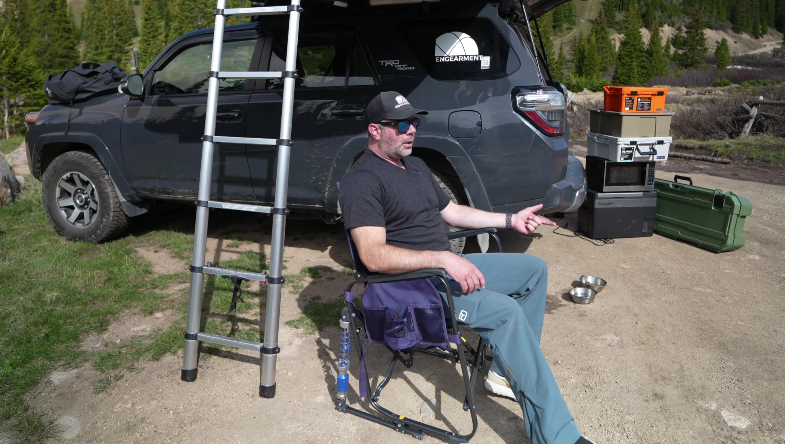 The chair in a snowy mountain setting