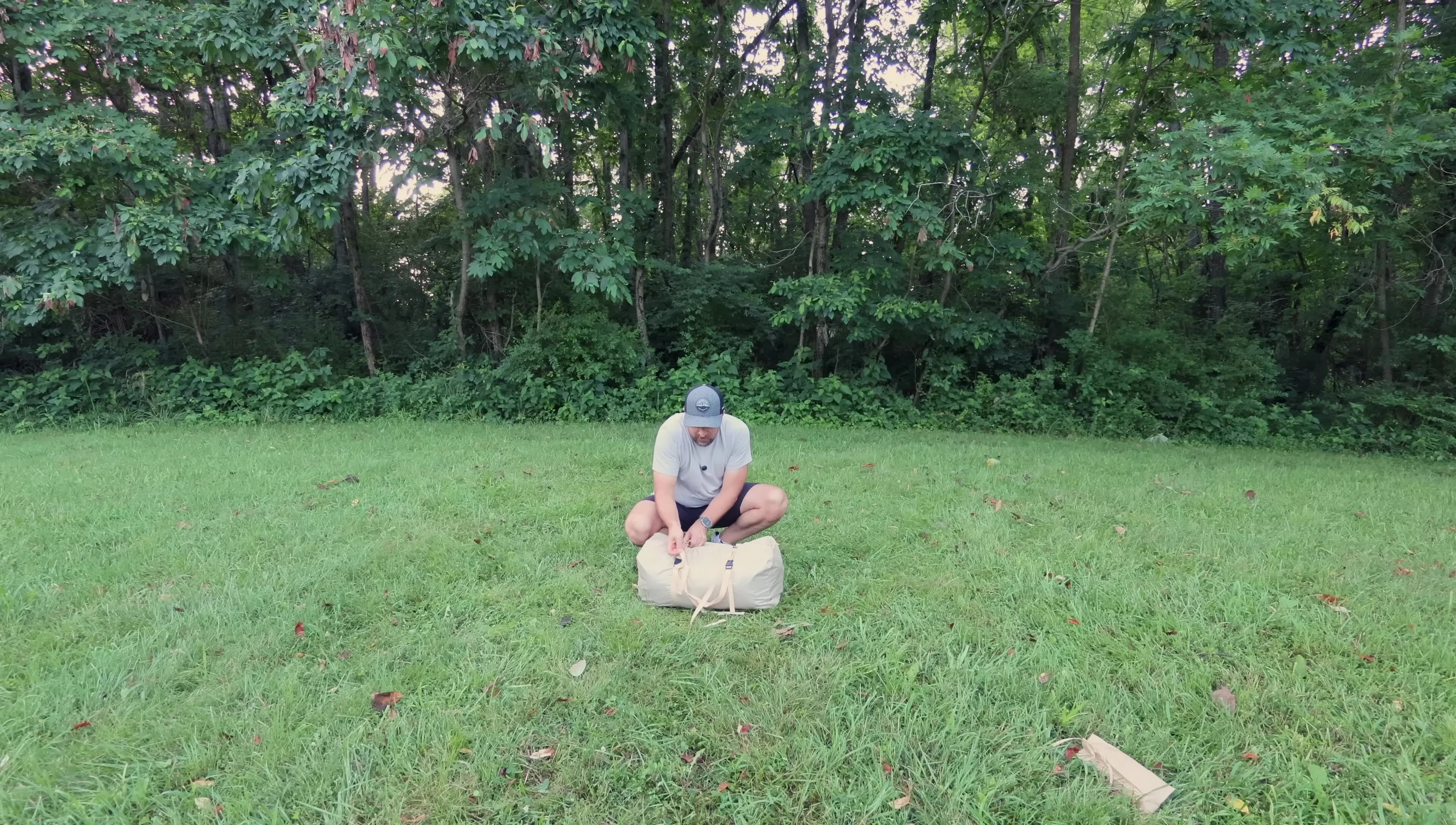 Packed tent in its carry bag.