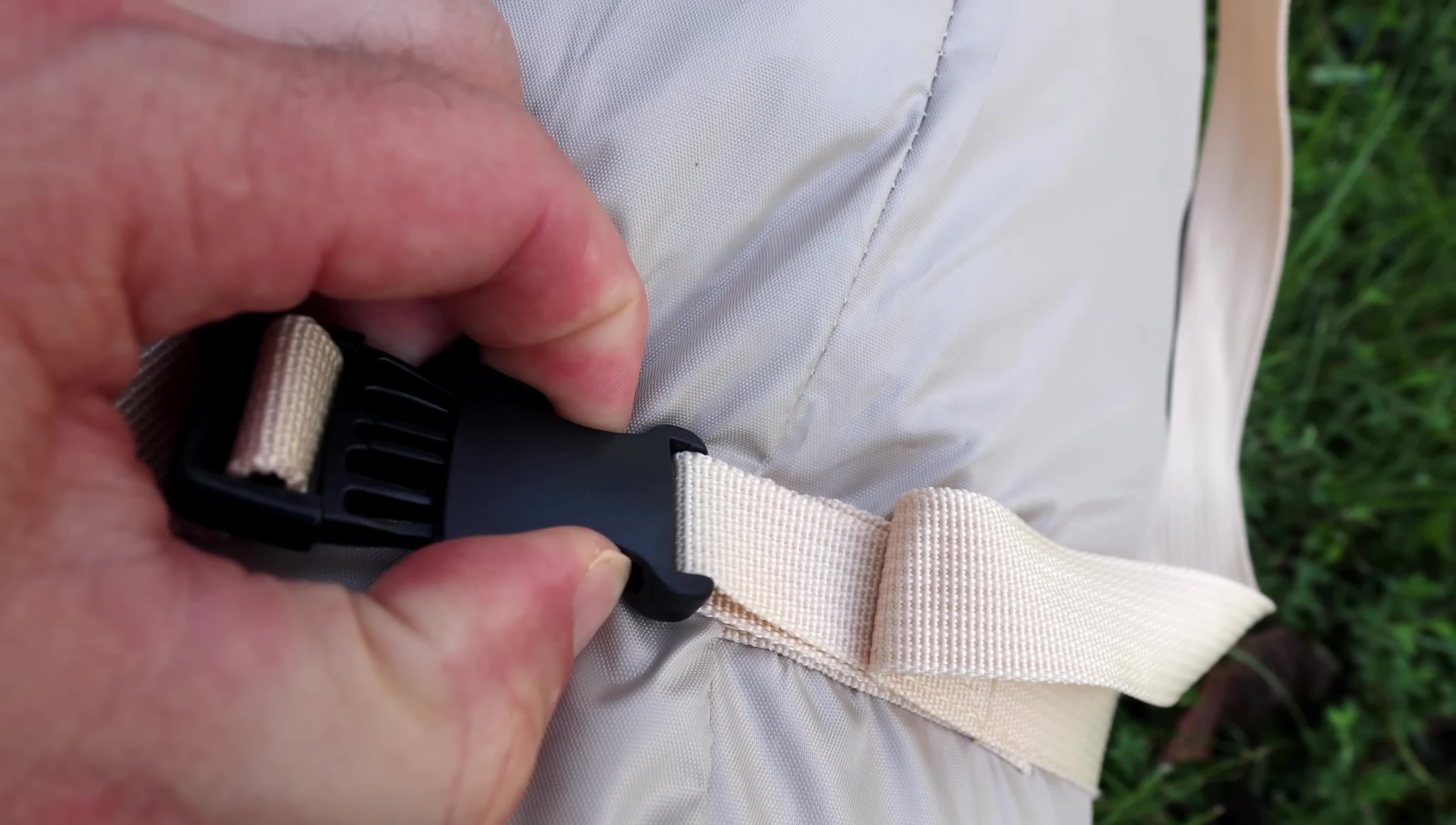 Laying out the tent for setup