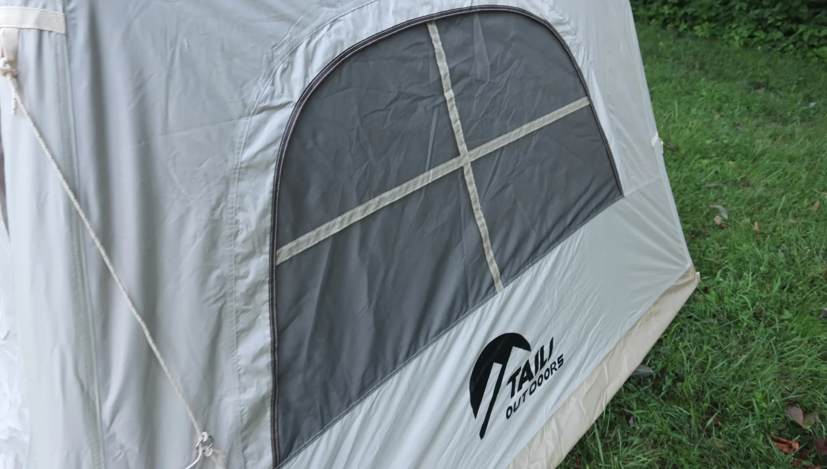 Windows and mesh screens of the Taili Outdoors tent.