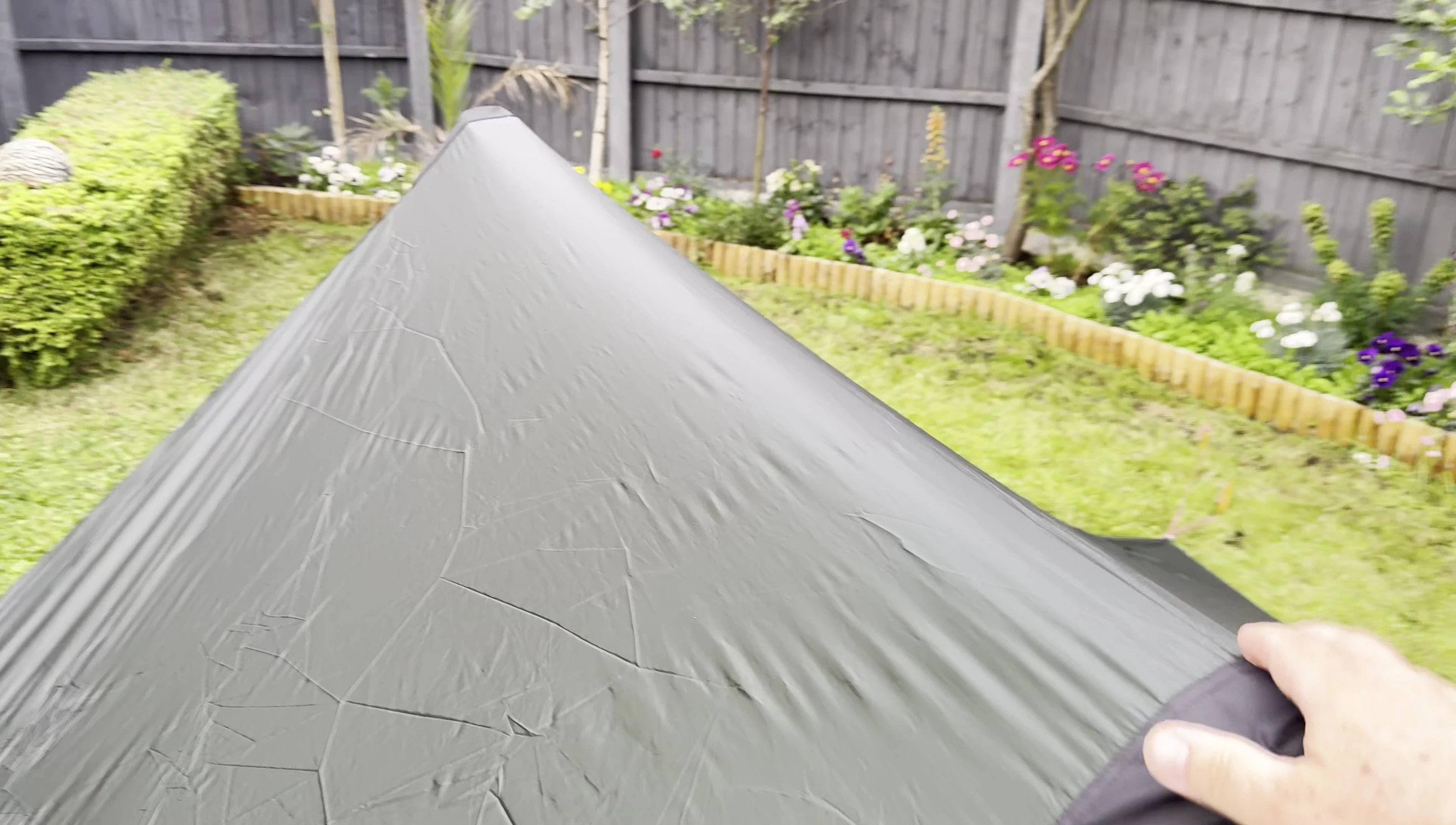 Close-up of the tent's solid construction.