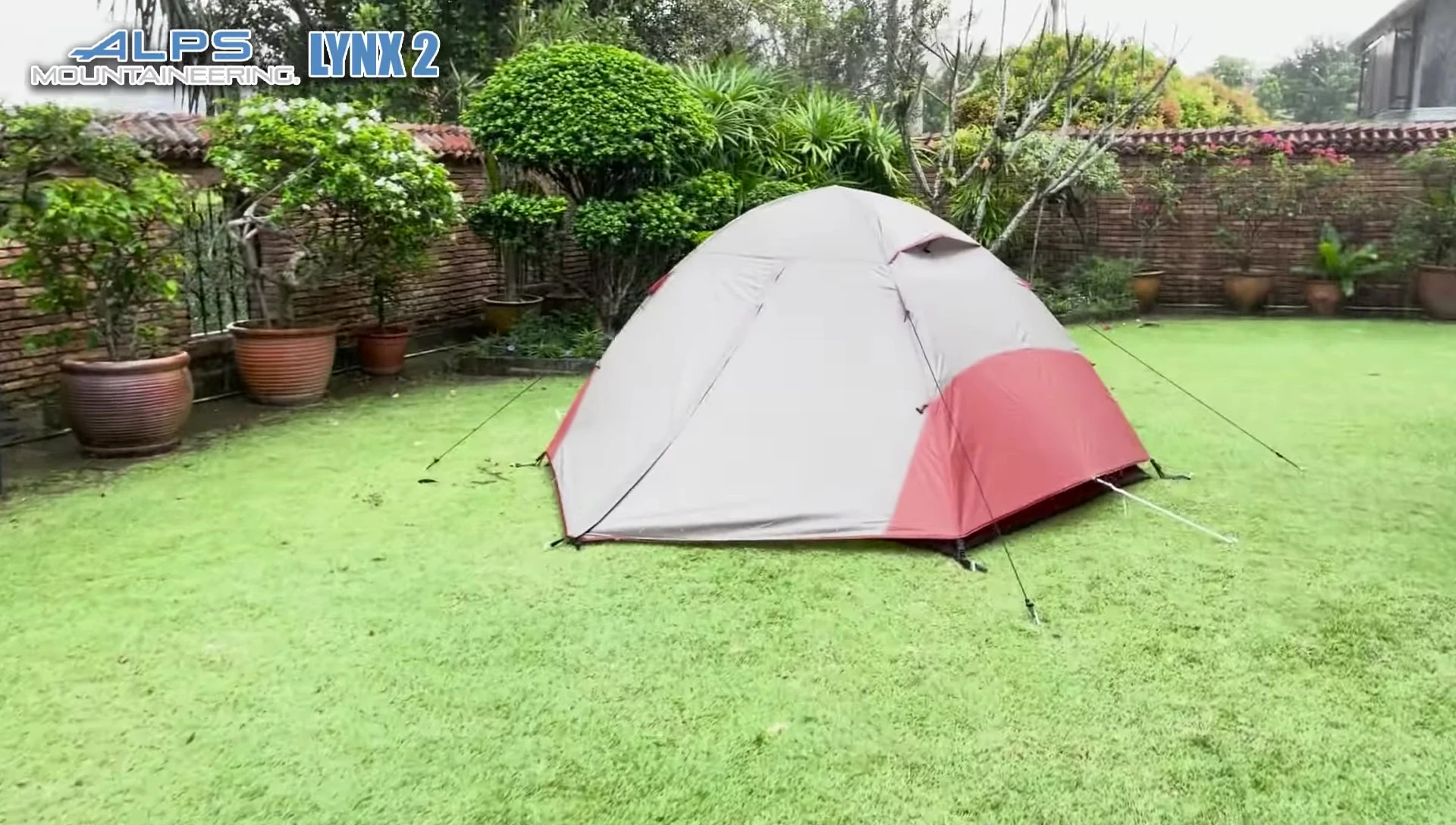 Image of a tent during the heavy rain test.