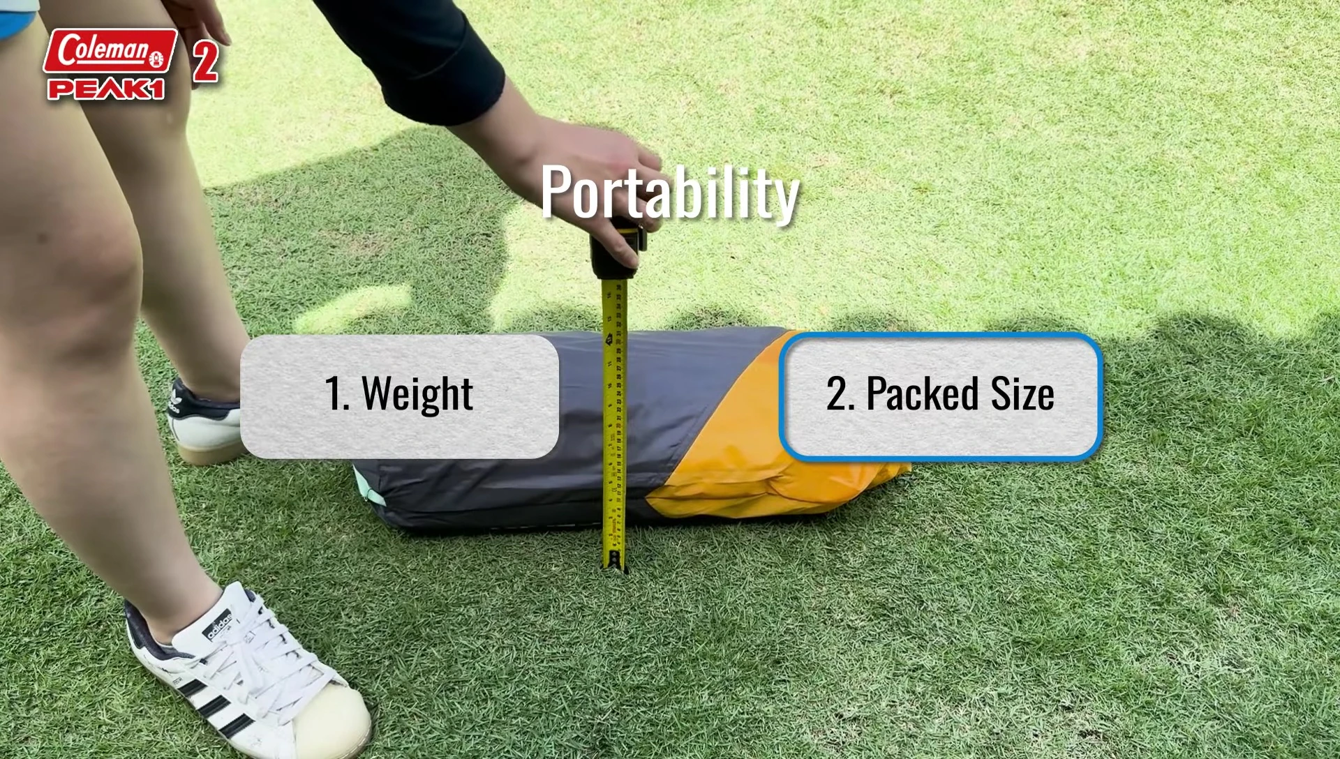 Visual comparison of packed tent sizes.