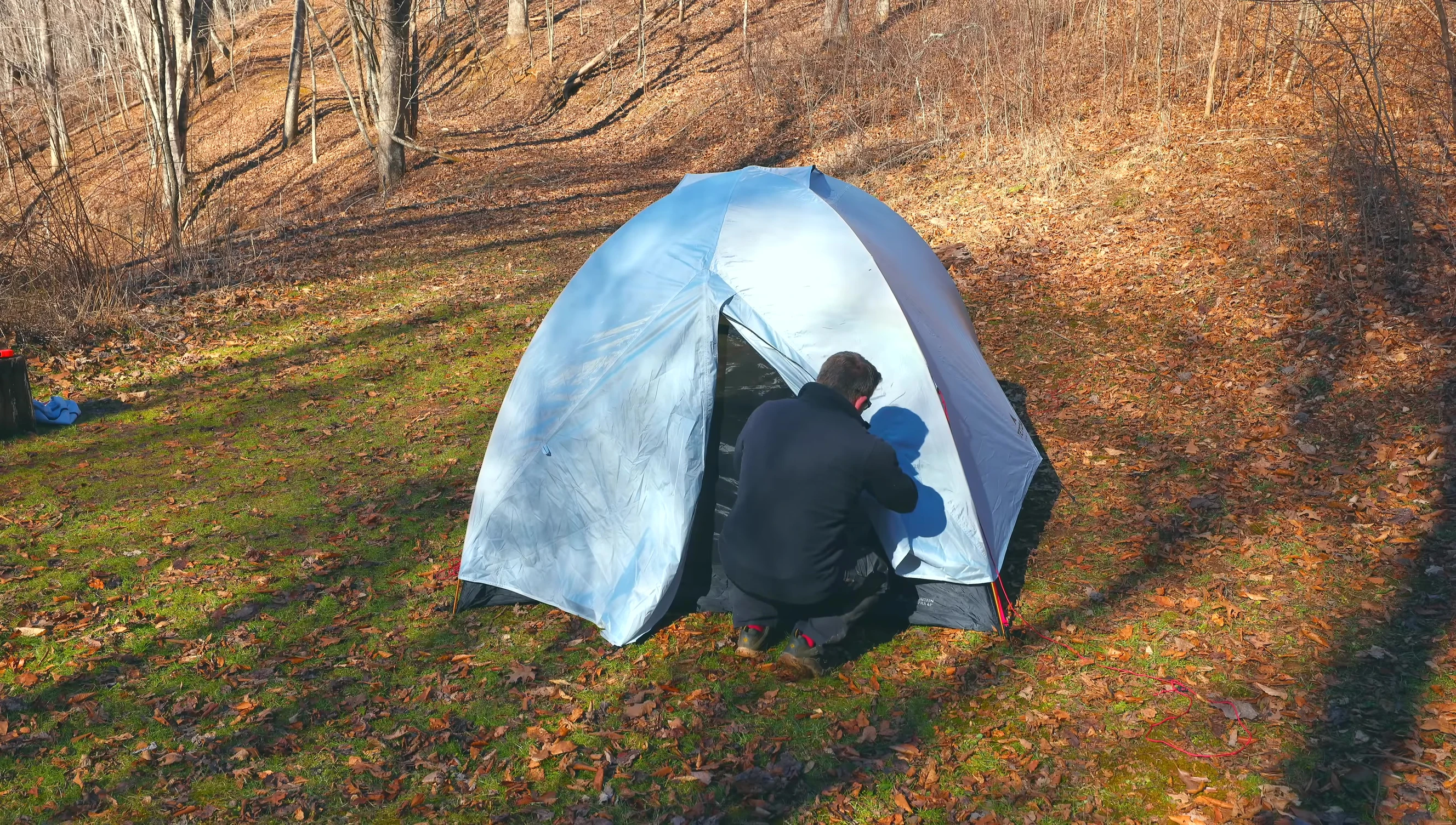 View of one of the large tent doors.