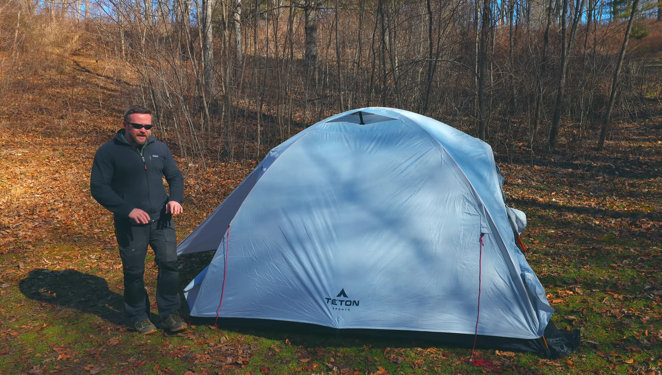 The tent fly and its attachment points.