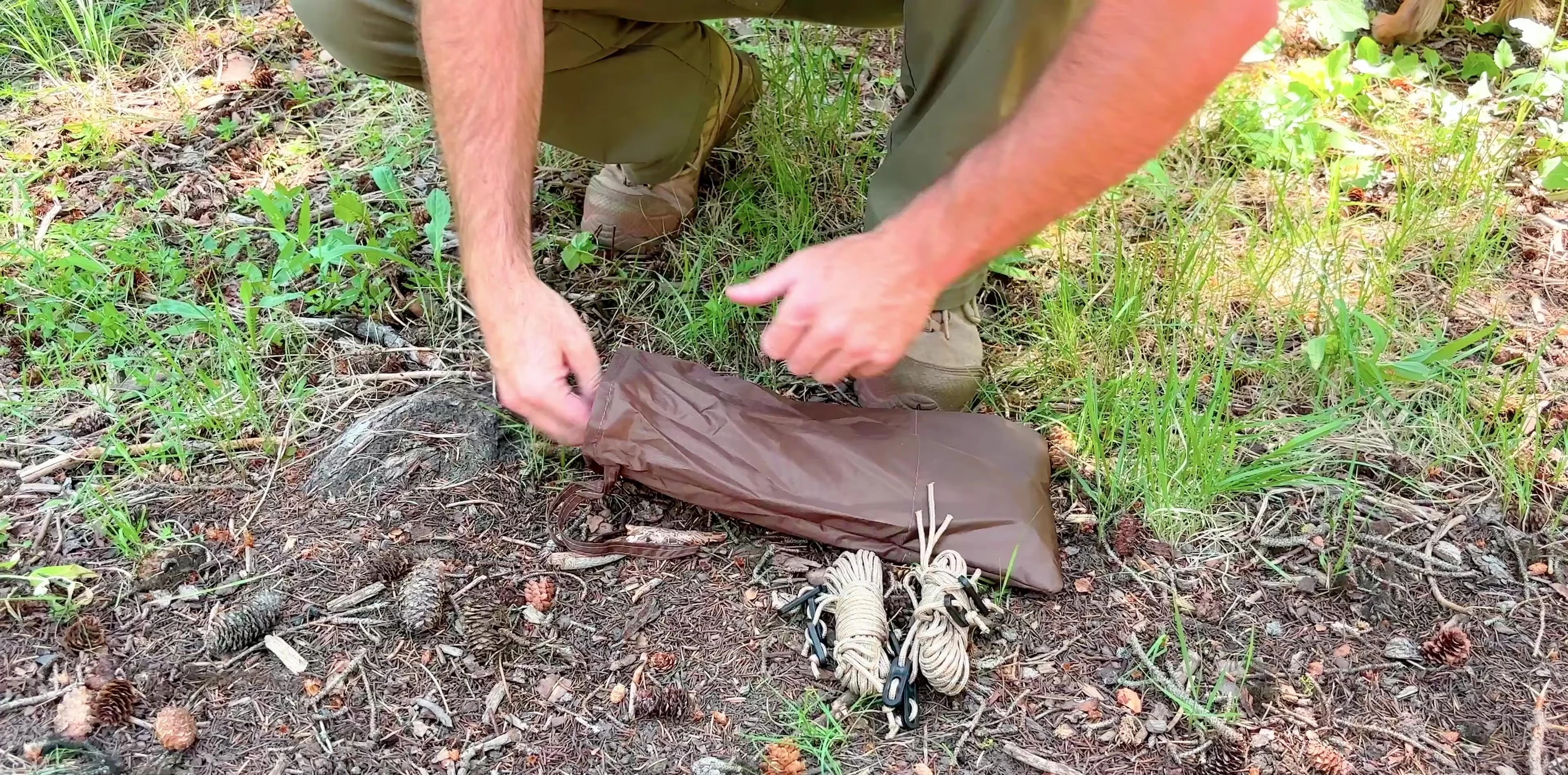 Close-up of the included tent stakes.
