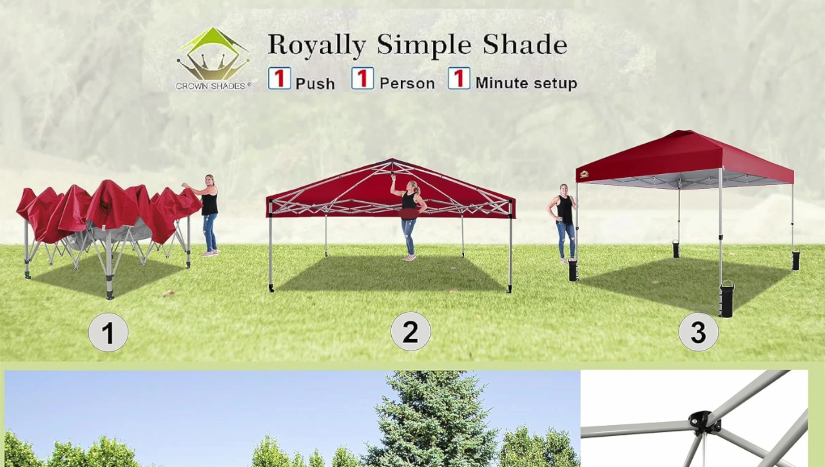 Demonstration of the Crown Shades 10x10's centerlock system.
