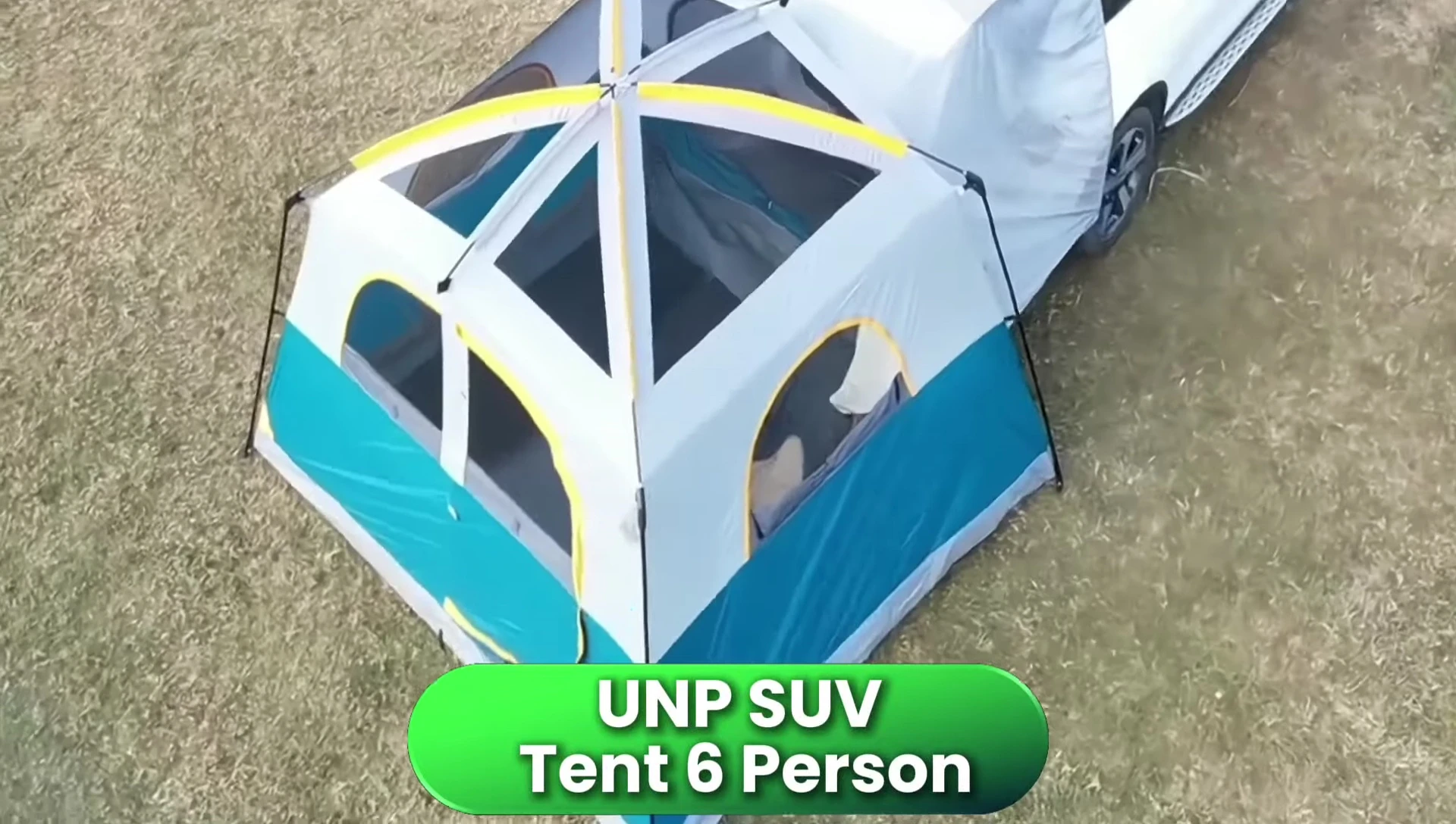 The UNP SUV tent attached to a vehicle.