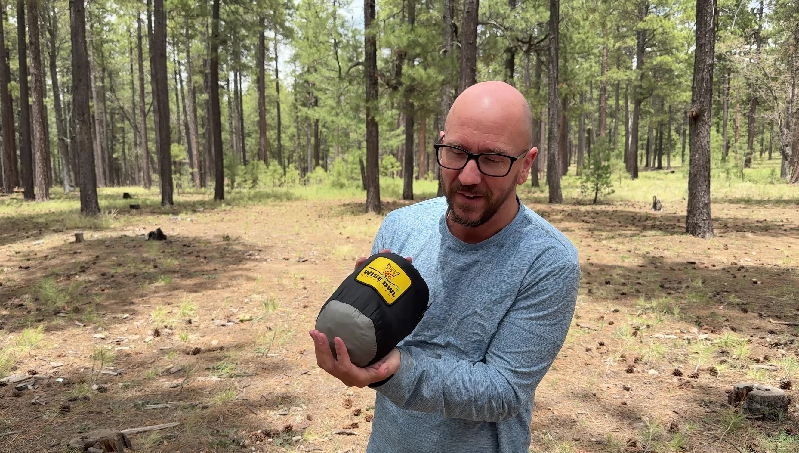 The hammock packed in its storage pouch.