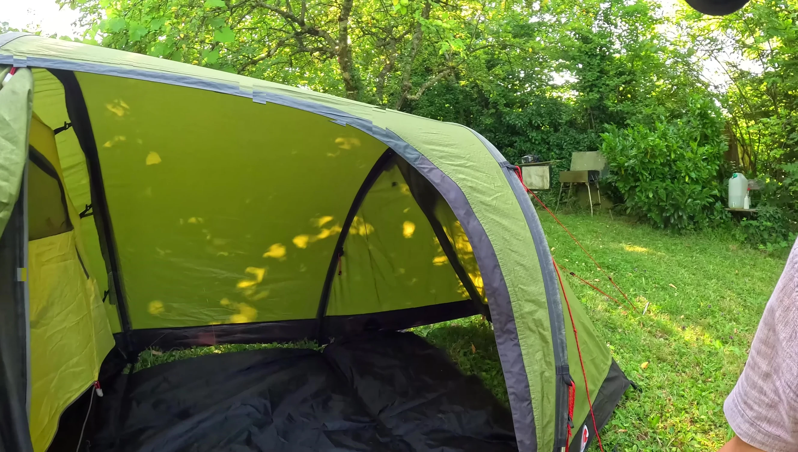 The spacious vestibule area of the tent.