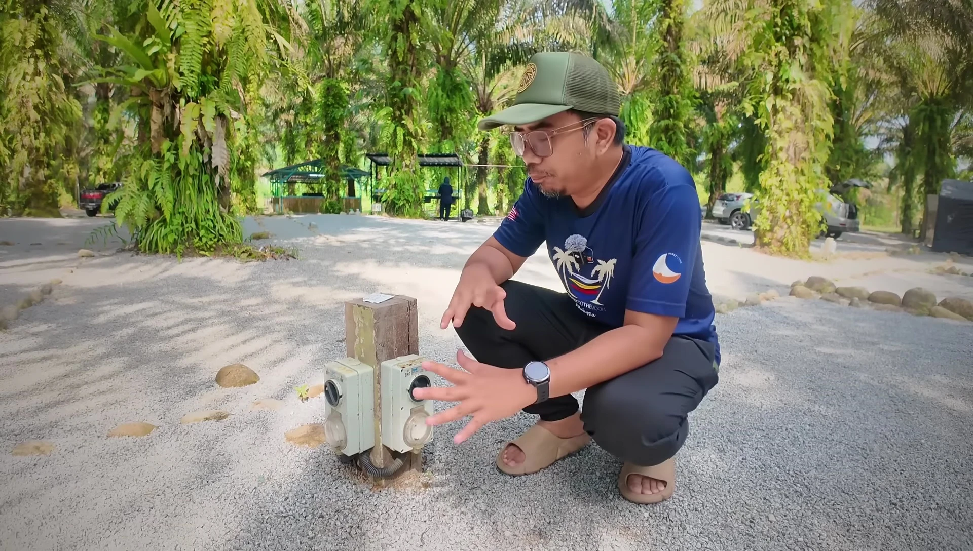 A campsite with an individual plug point clearly visible.