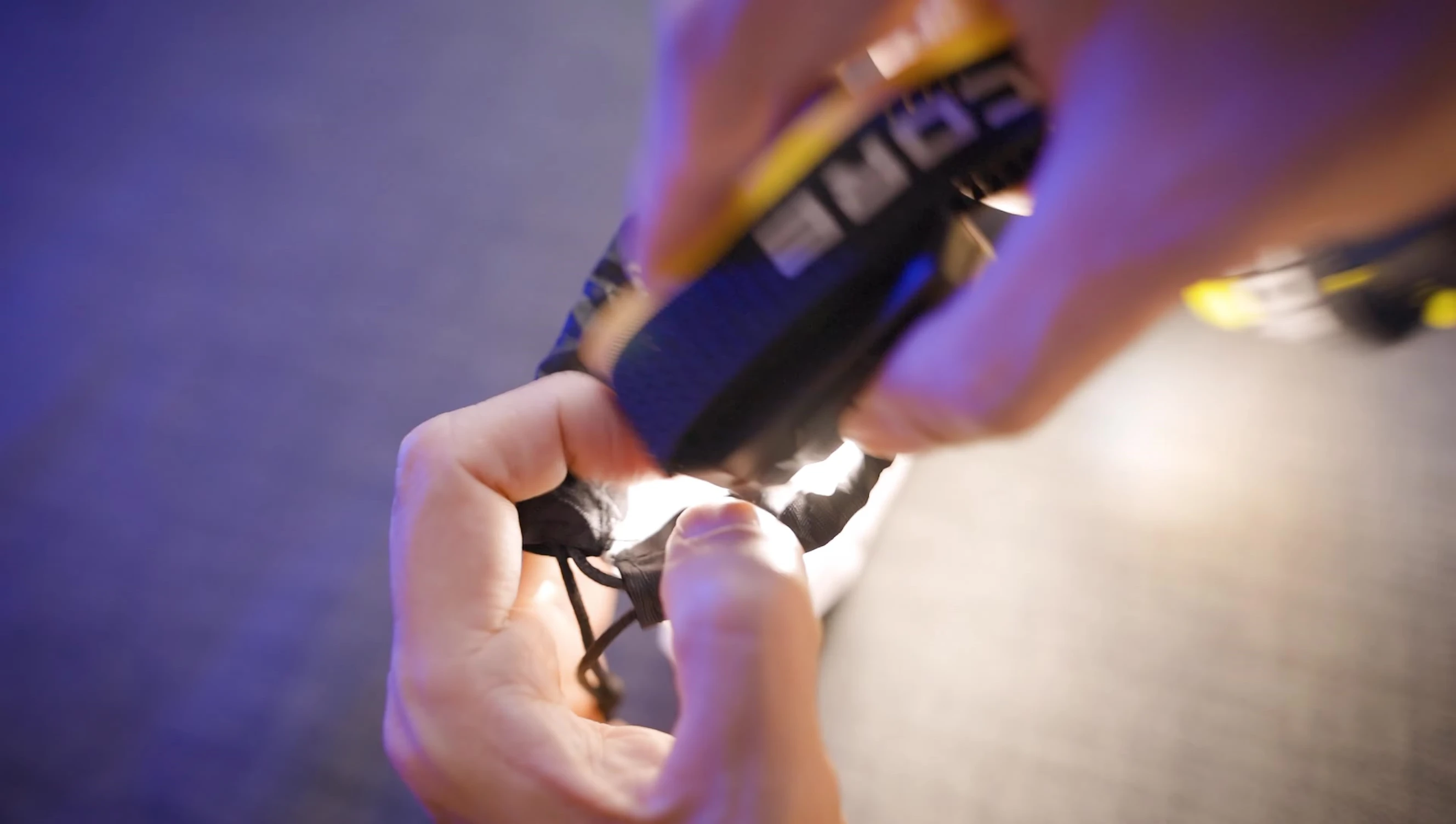 The headlamp in its carry pouch, which also functions as a lantern.