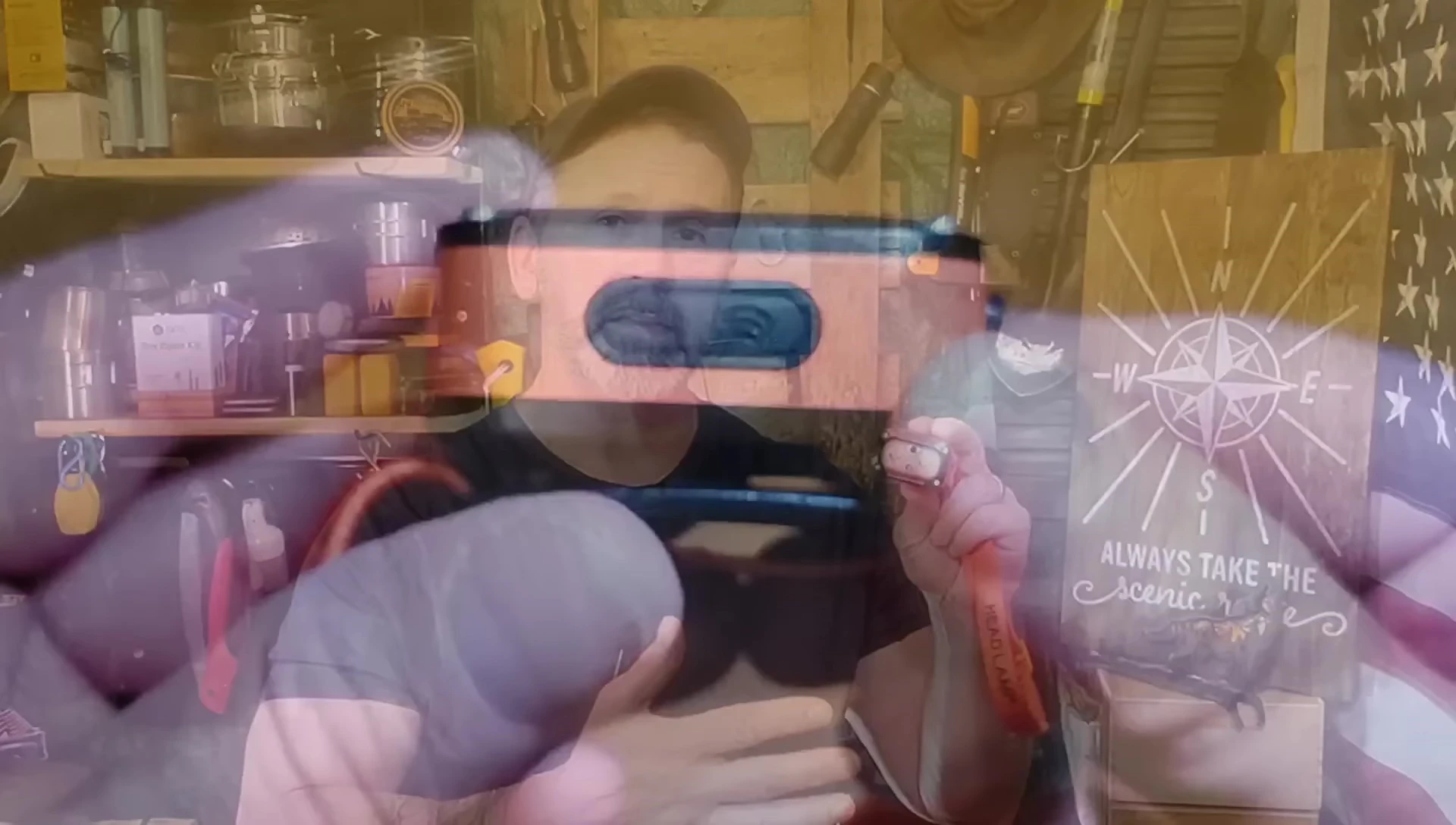 Close-up of the headlamp showing the power and motion sensor buttons.