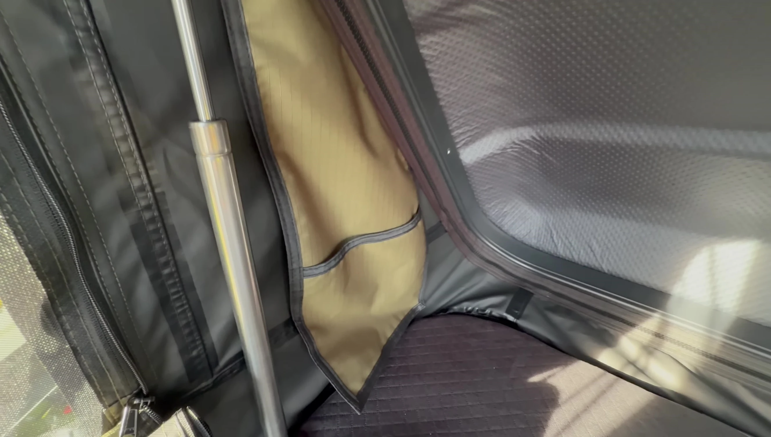 Storage pouches on the side of the tent.