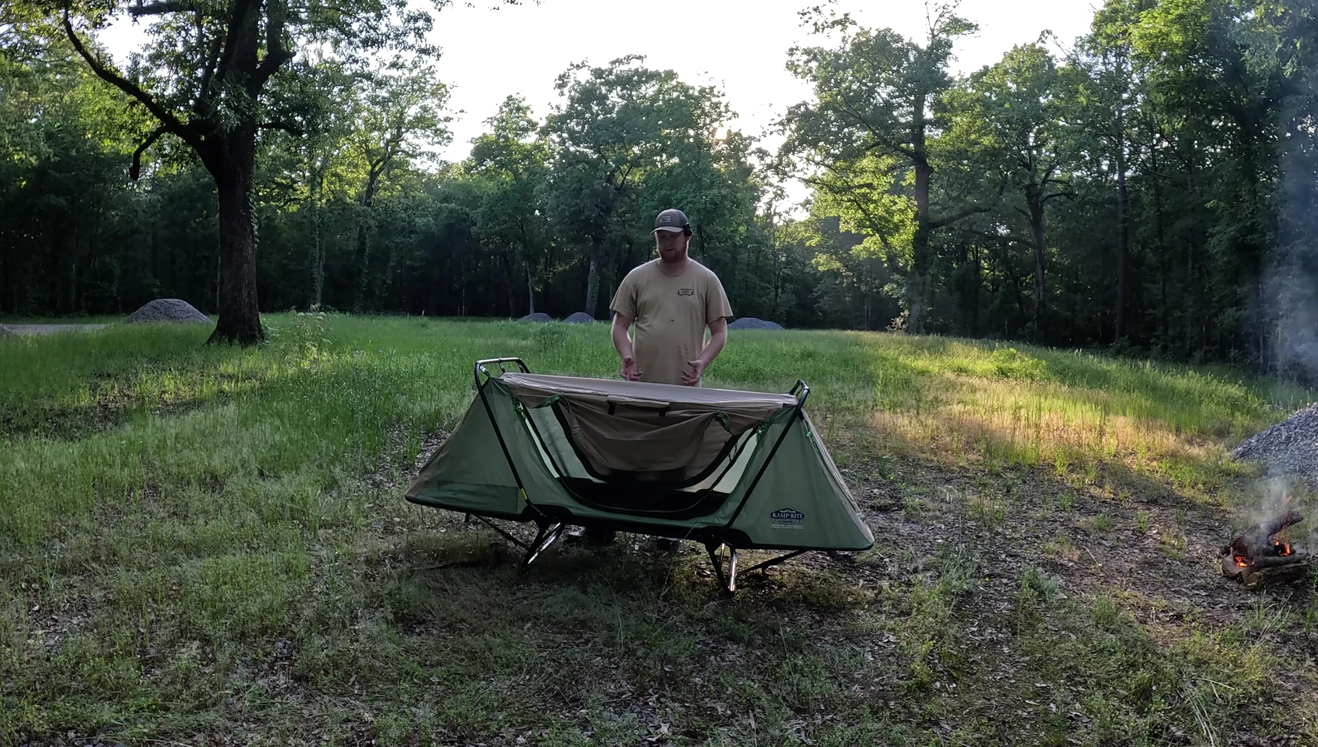 The interior of the cot showing condensation.