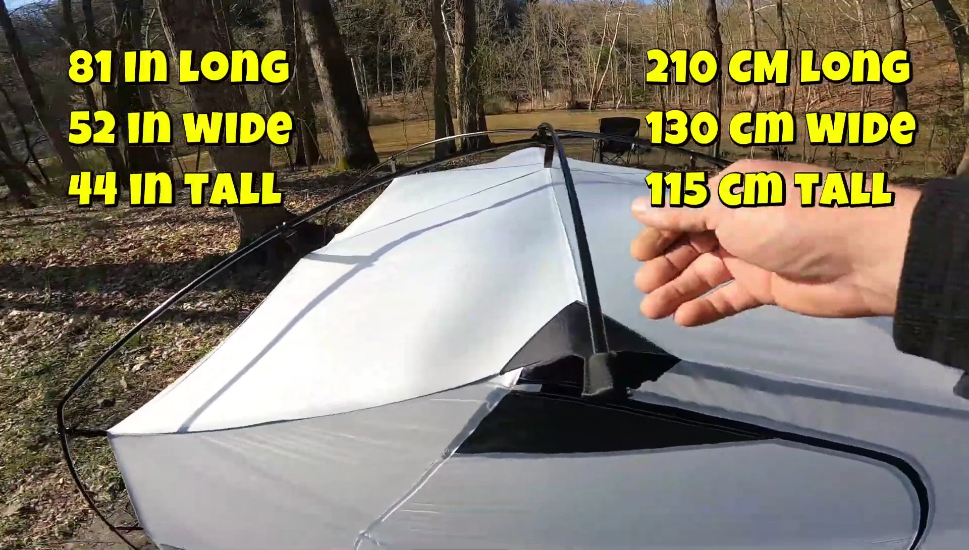 Close-up on the central support pole, showing its strength and construction