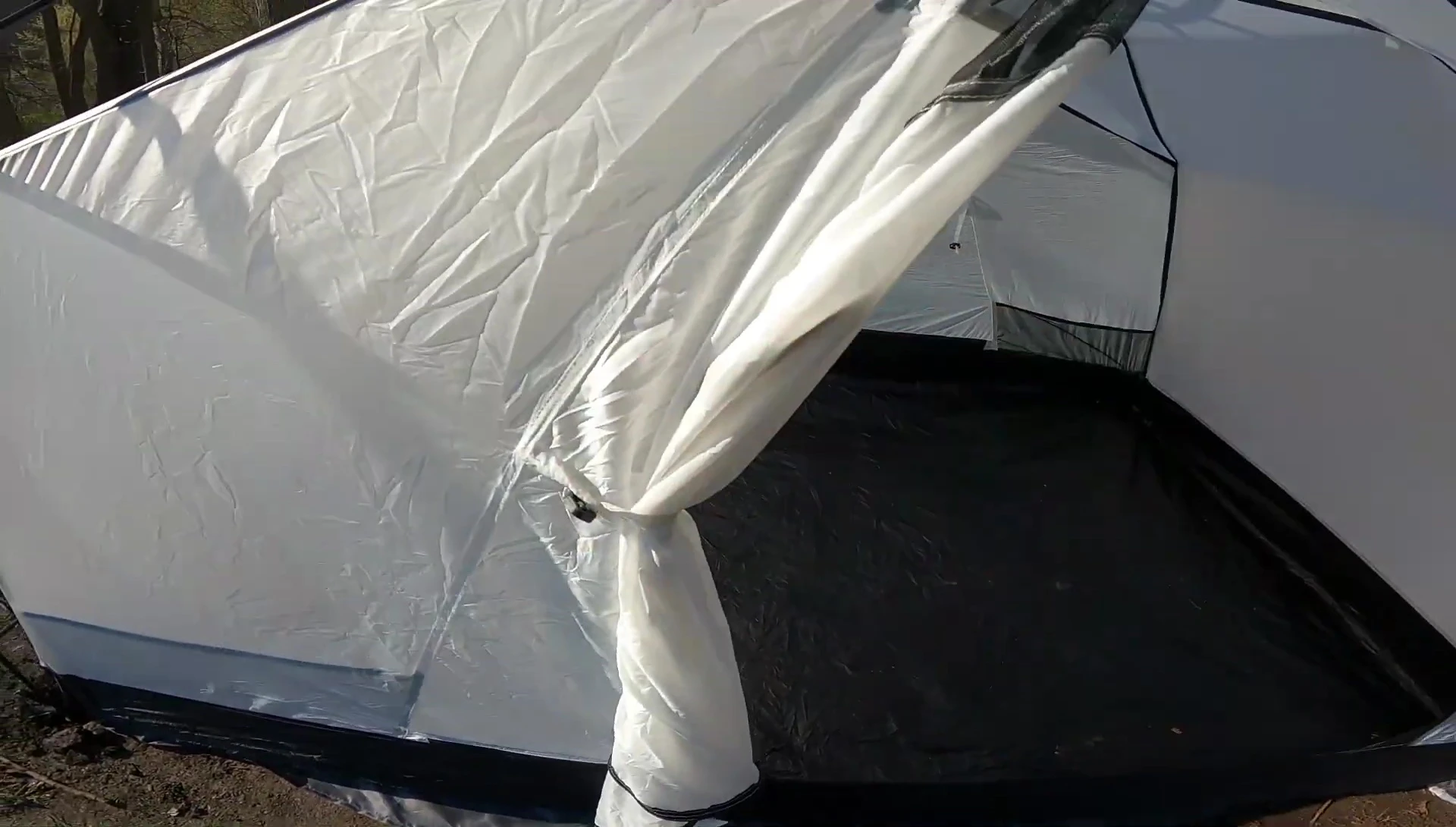 A close-up view of the door ties