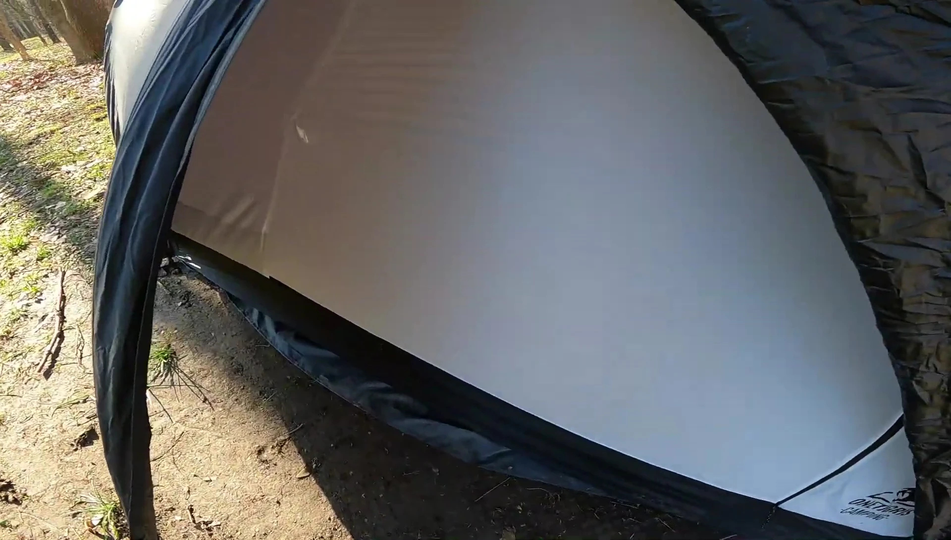 Close-up of the tent's zipper, showing its smooth operation