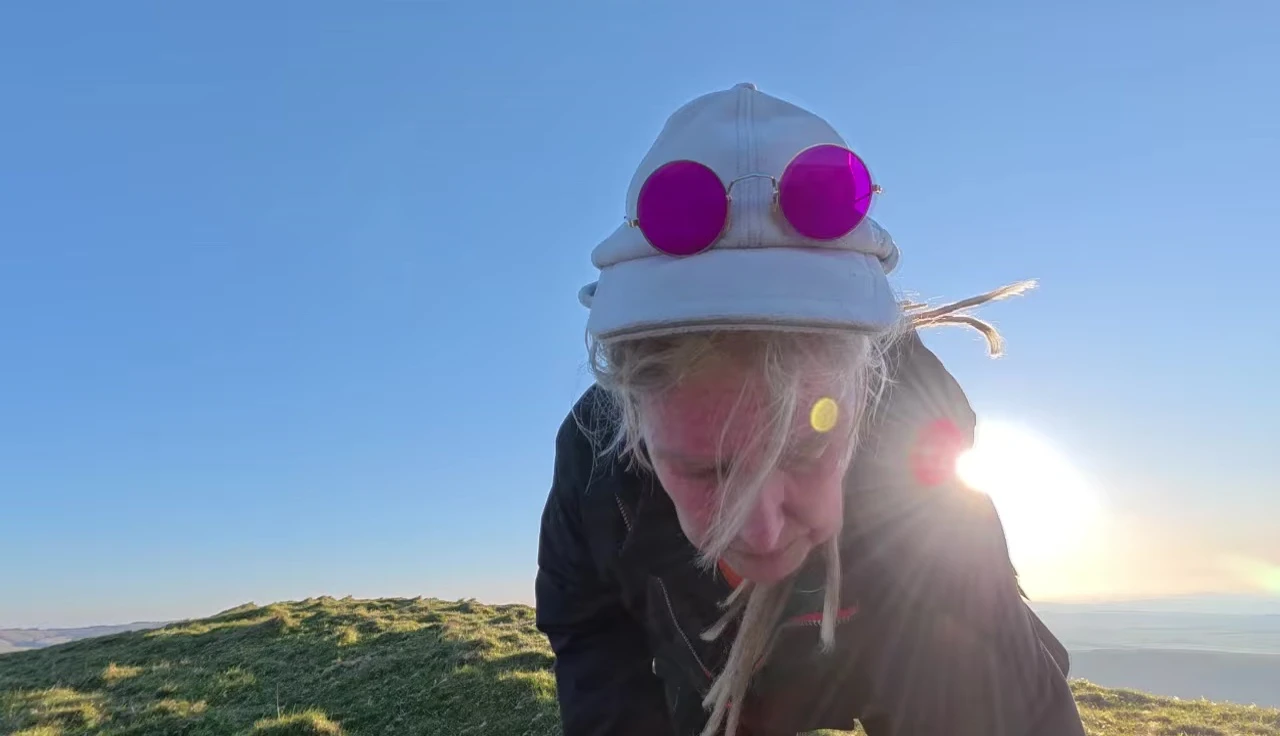 A close-up of the tent's one-way zip door.