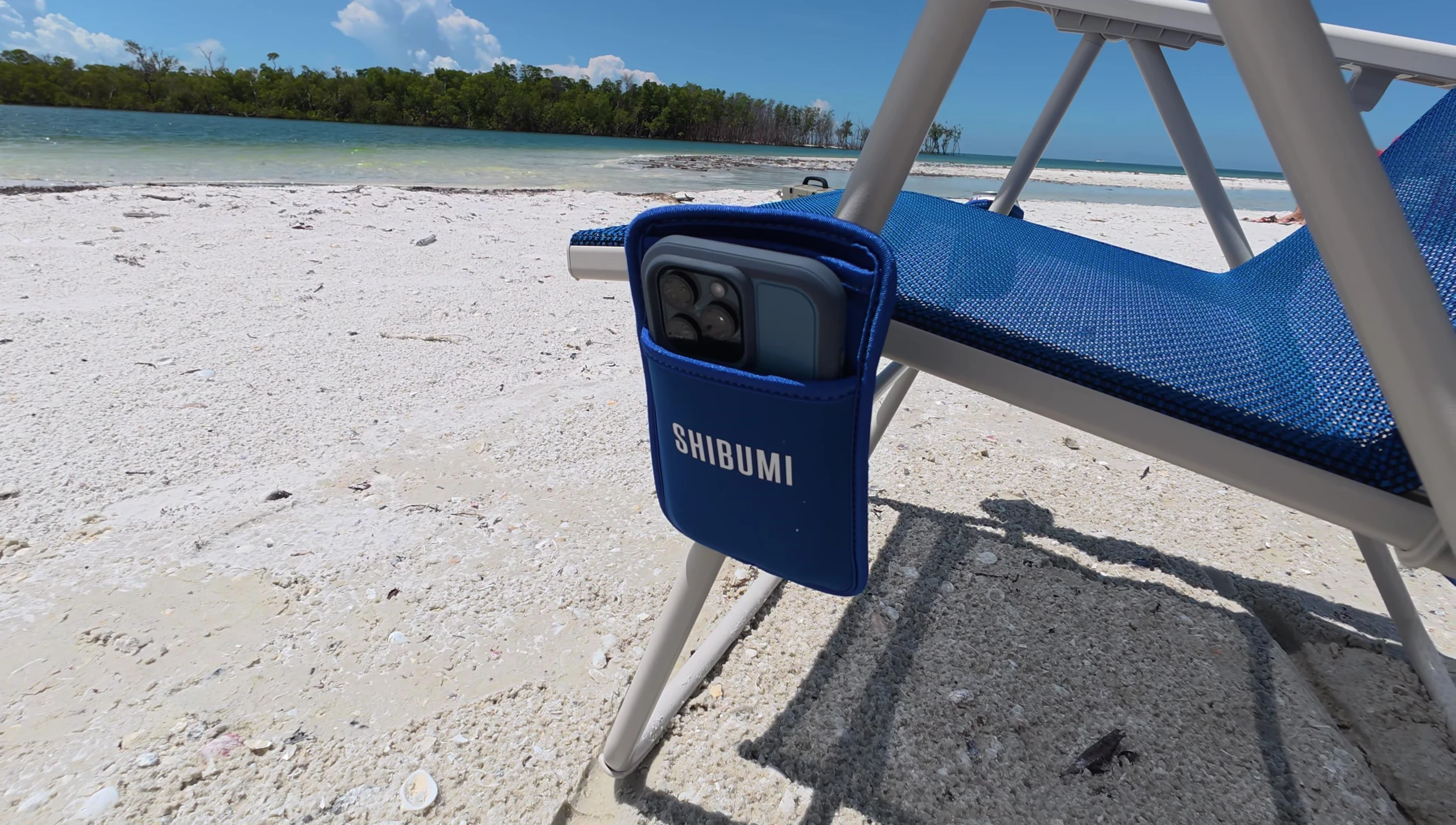 Close-up showing the chair's pockets.