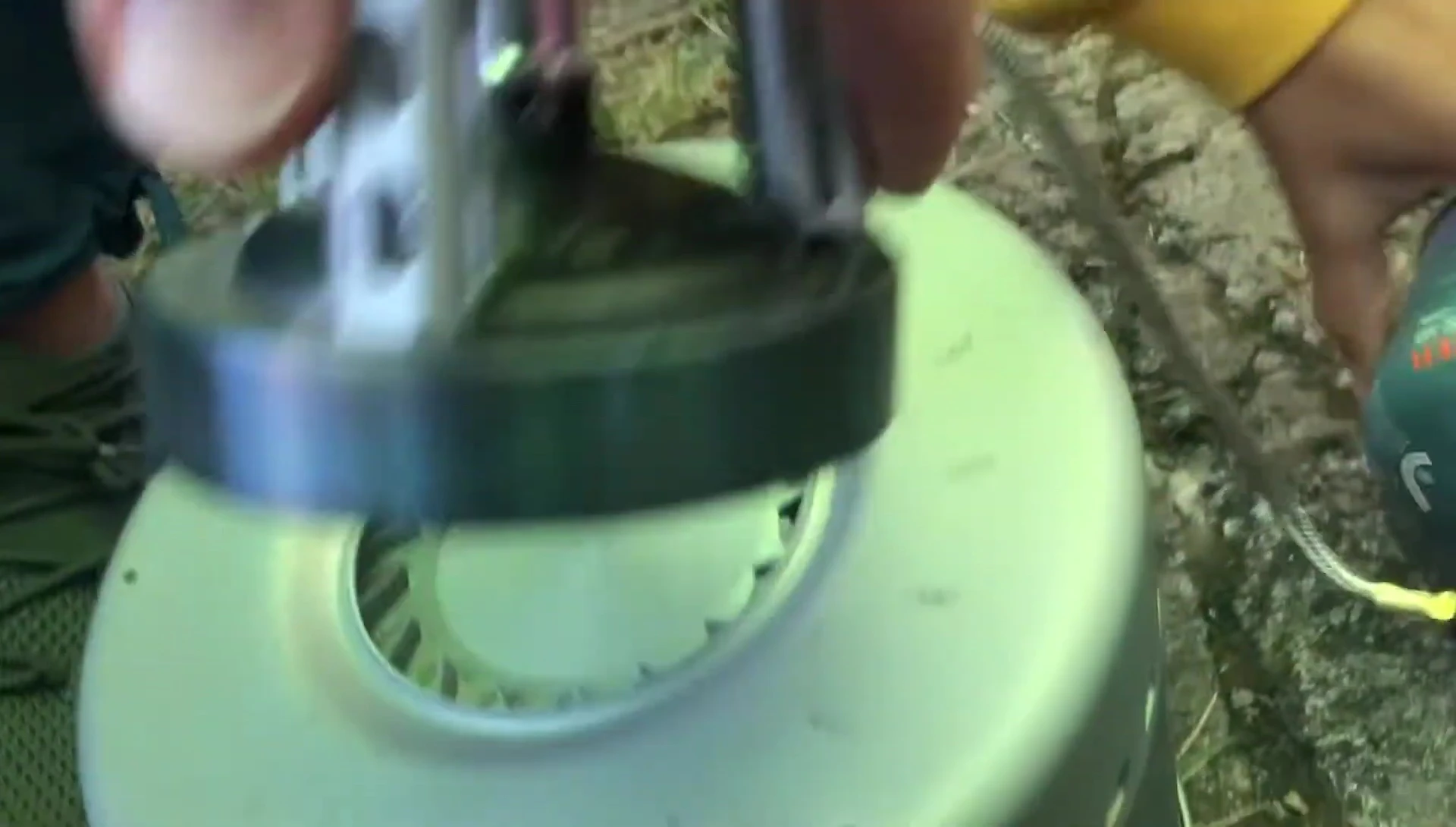 The pot securely placed on the Windburner stove