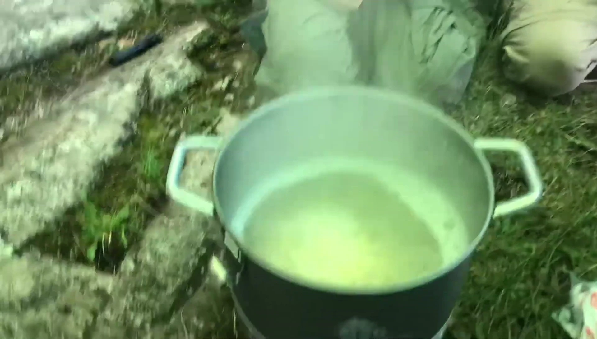 Mac and cheese being cooked on the Windburner.