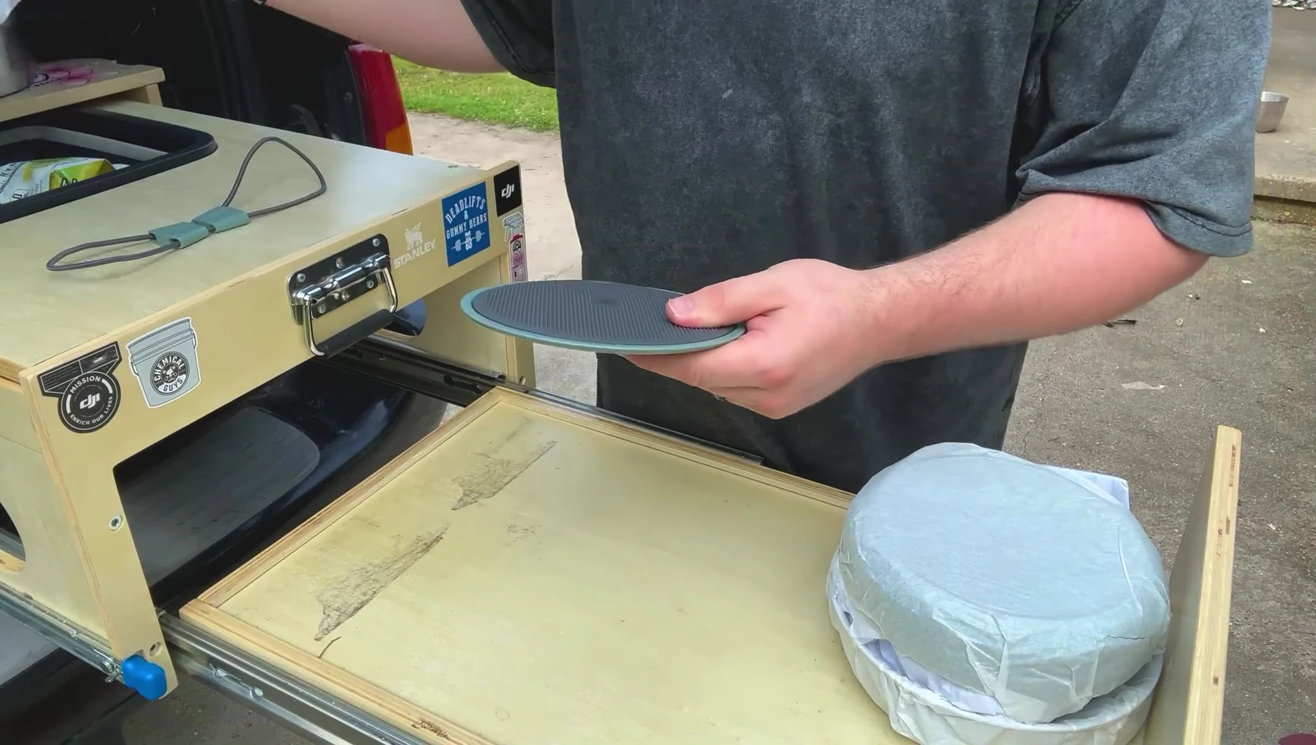 The non-slip cutting board being shown.