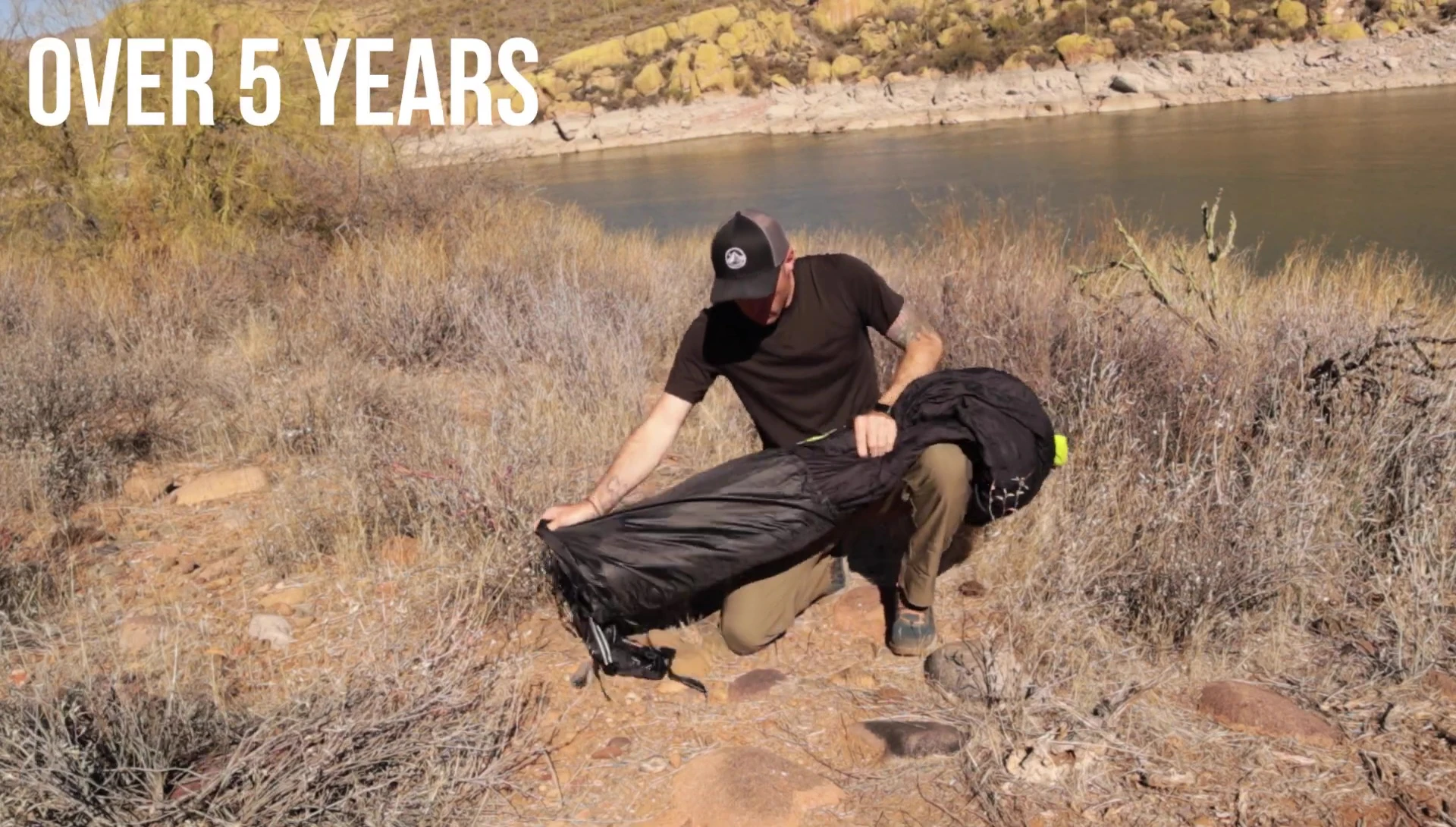 The reviewer showing the bag after extended use