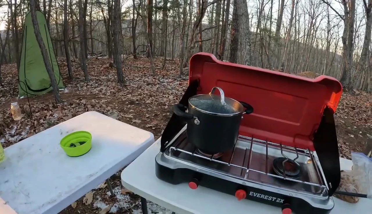 Final shot of the reviewer with the stove