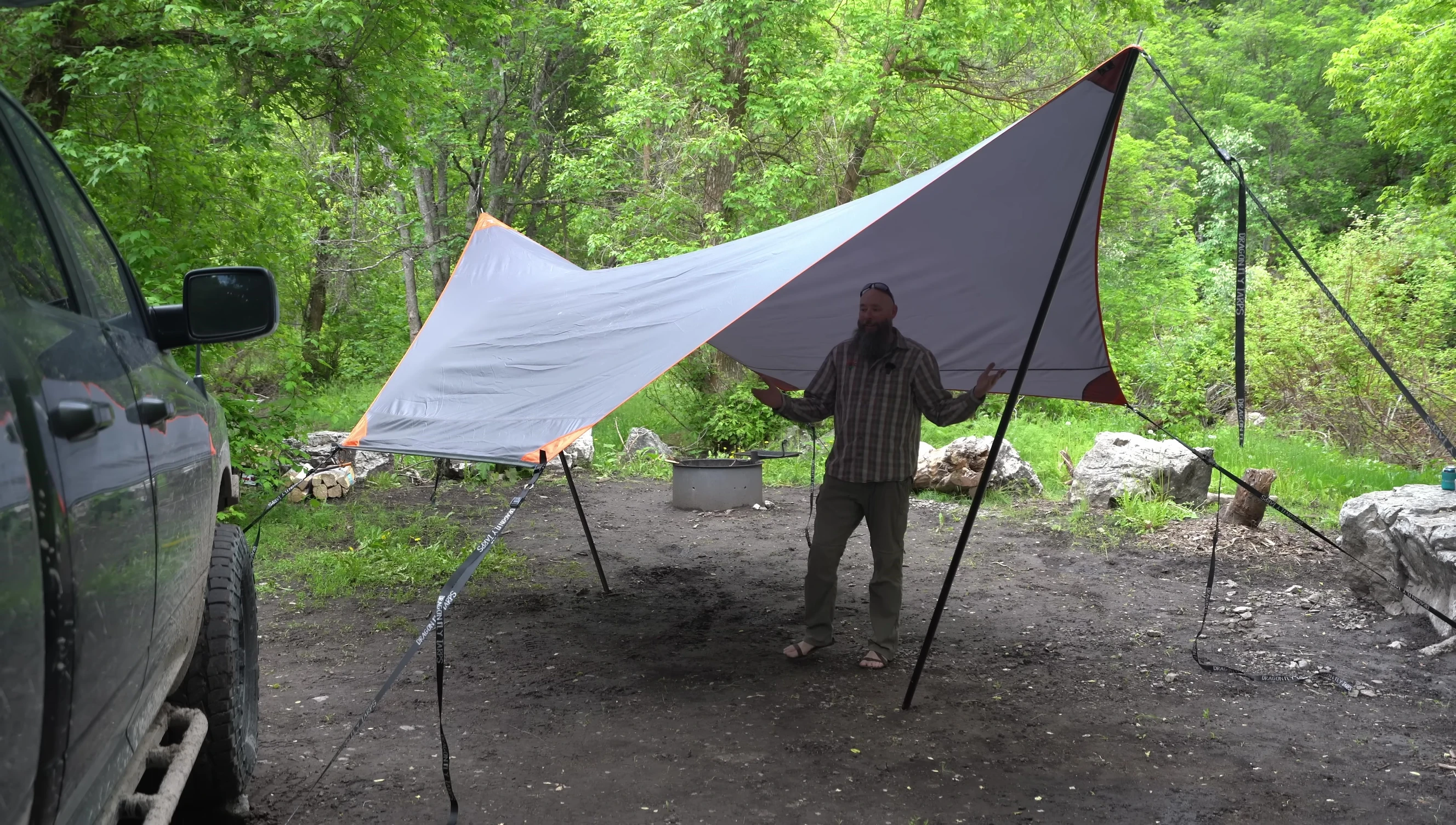 Image showing the Dragonfly tarp set up in standalone mode.