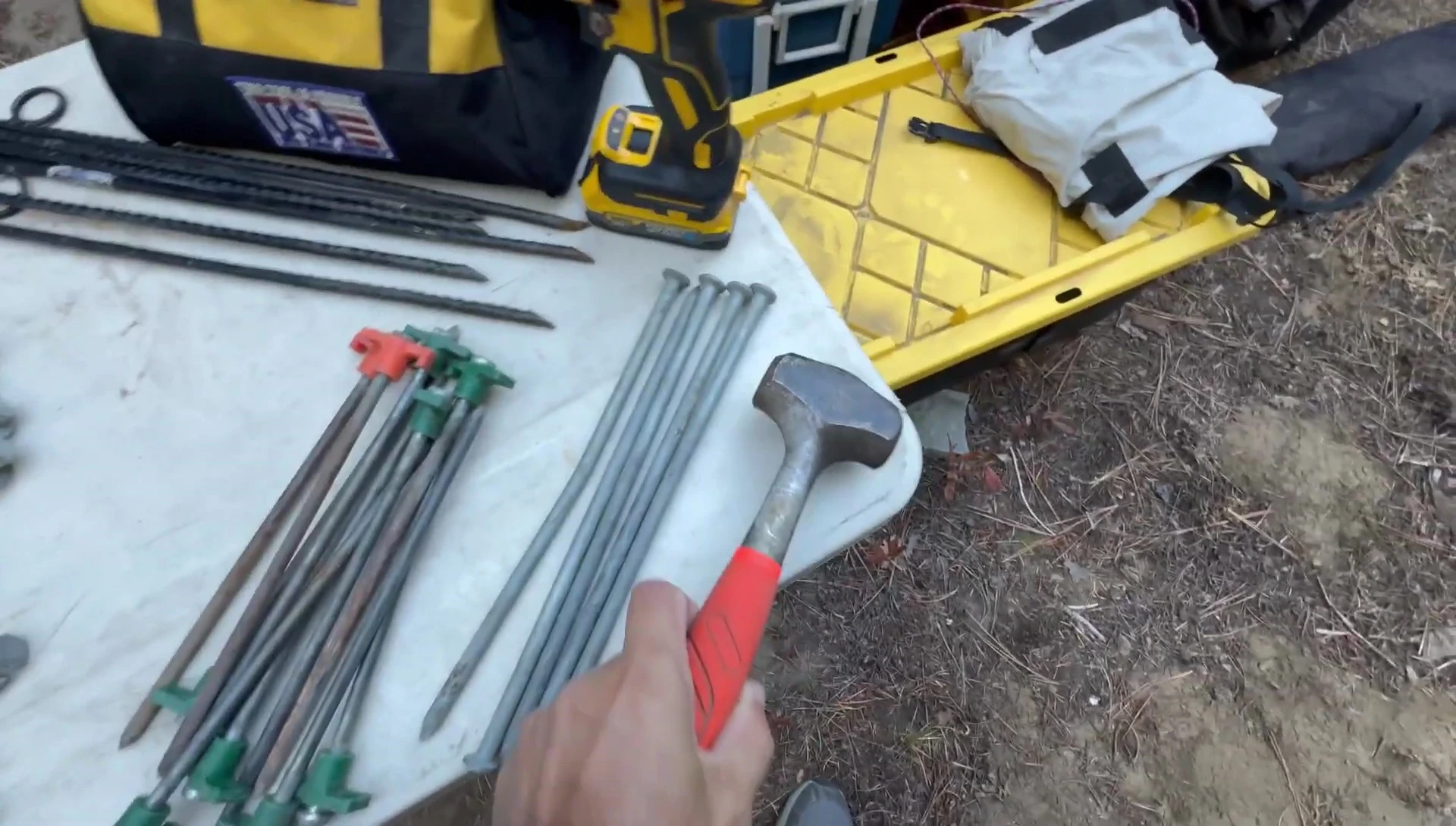 Sledgehammer and drill.