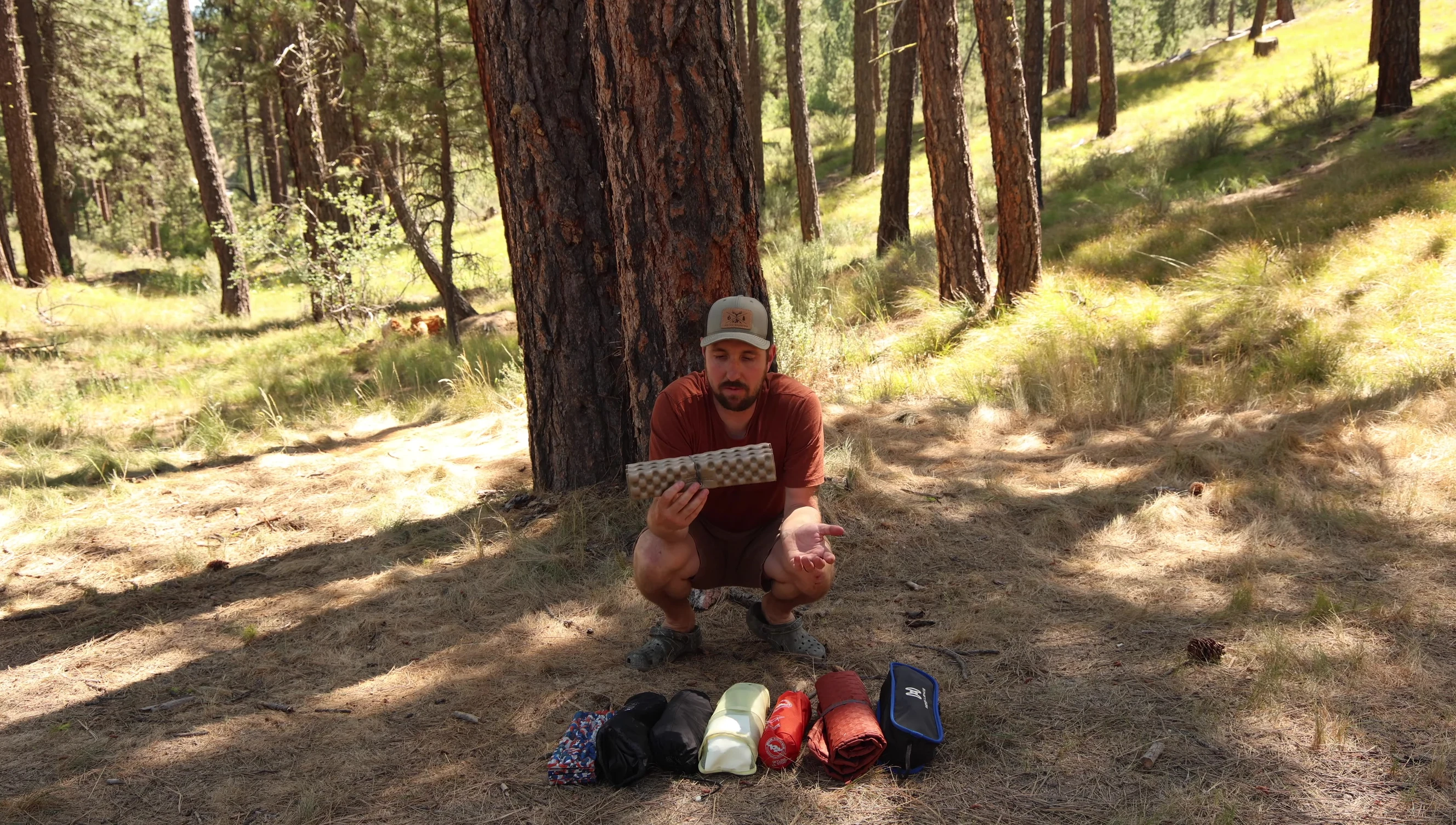 The reviewer demonstrating the Z Seat Pad in use.