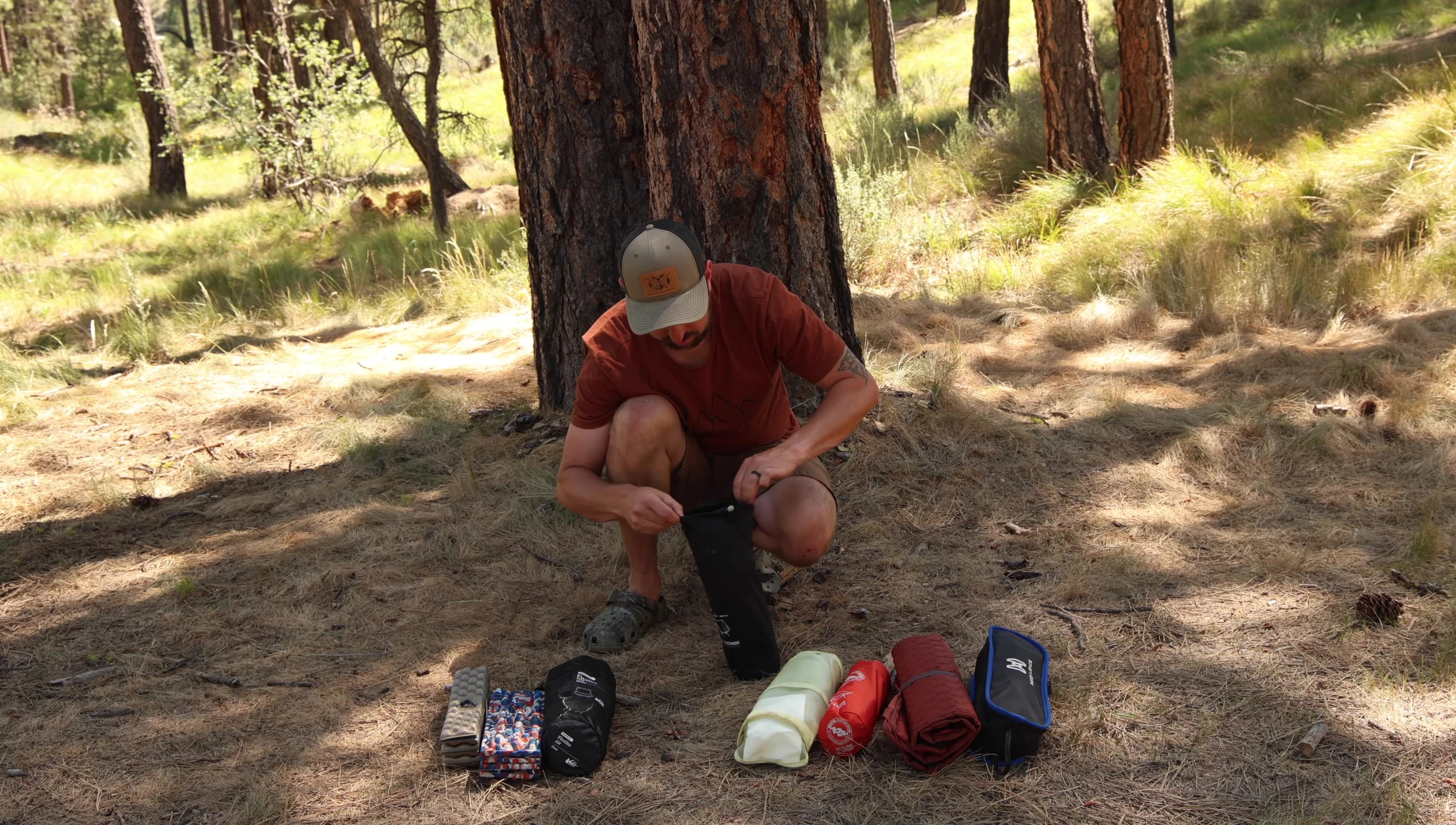 The reviewer setting up the Helinox Chair Zero.