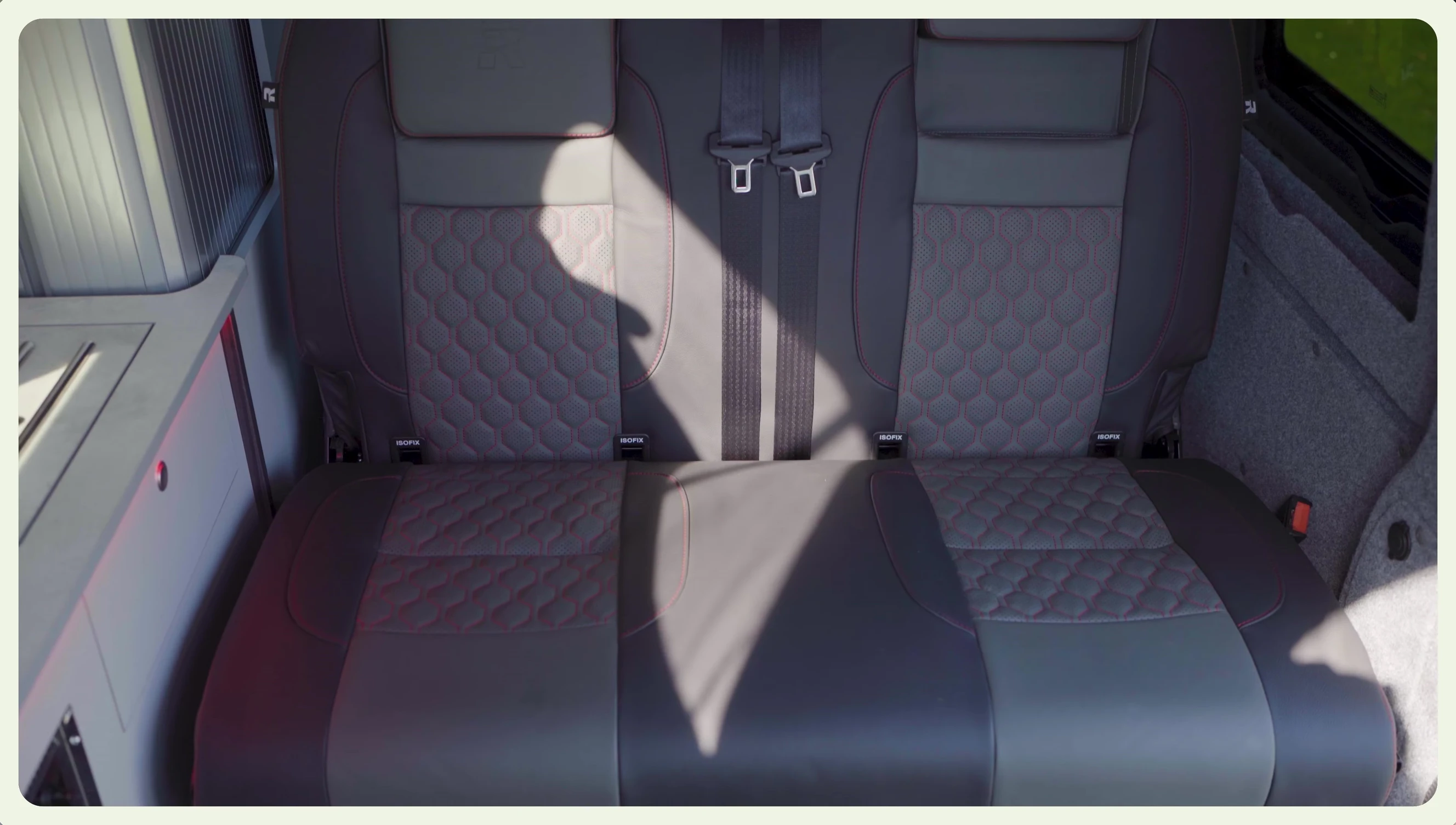 Shot of the seating area and swiveling passenger seat.